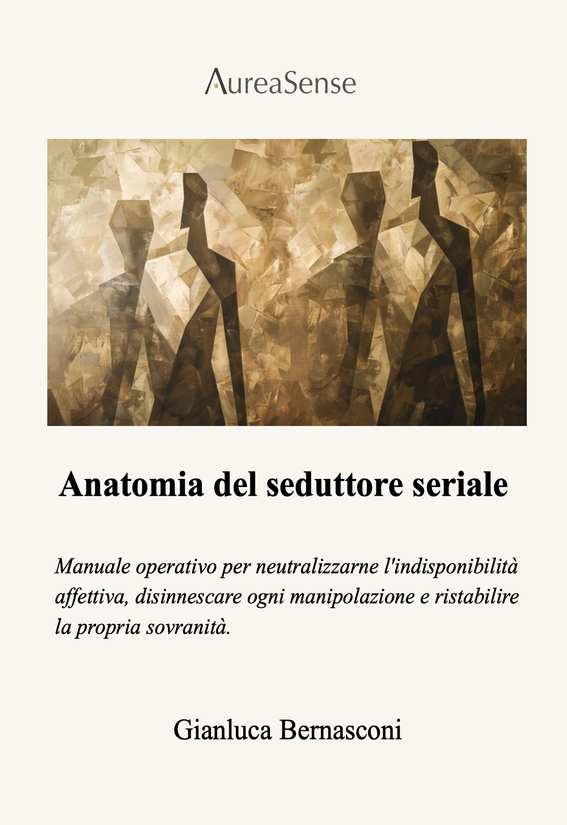 Copertina di un manuale intitolato "Anatomia del seduttore serale" con un'immagine astratta di figure umane stilizzate