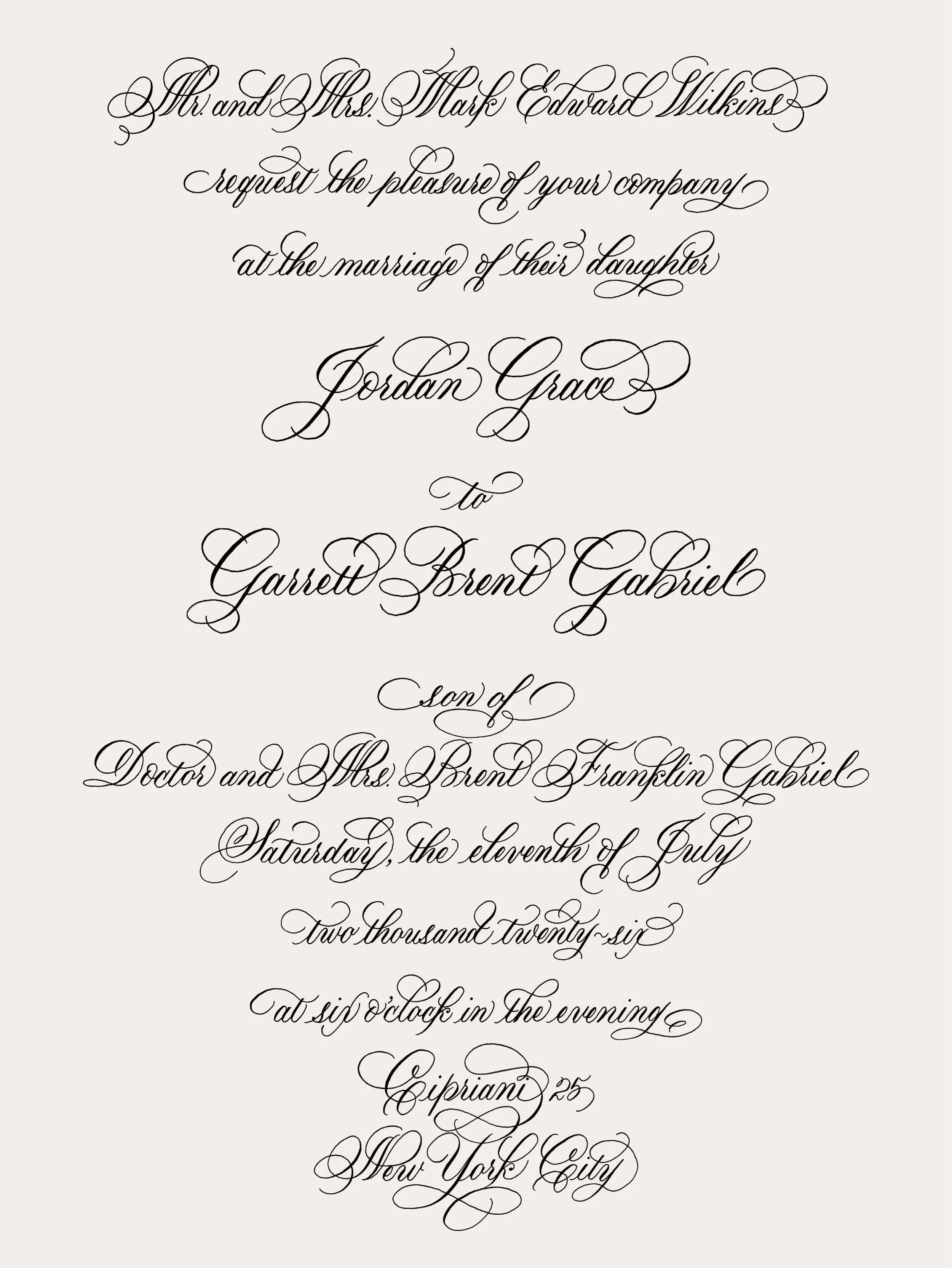 I&rsquo;m always happy to add some flourished flair, especially when I get to daydream about the incomparable magic of NYC 🍎

invitation spot calligraphy for @bellafigura ✍🏼

#virginialucashart #bellafigura #ciprianievents #weddingcalligraphy #spot