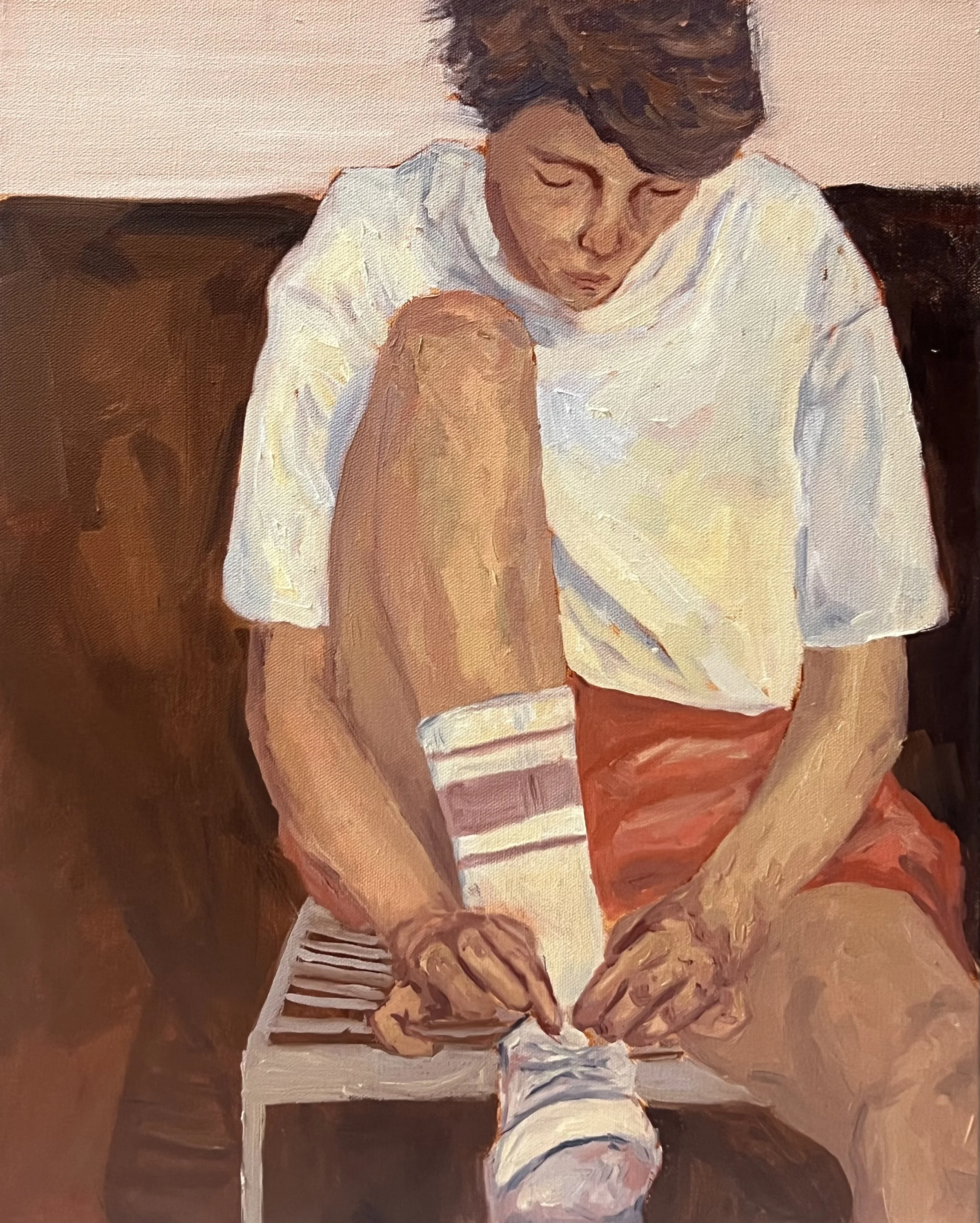 "Your Shoelace is Untied"
16x20, Oil on Canvas
2025