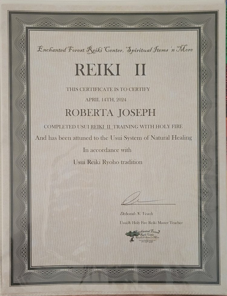 Reiki Level II certificate, 2024