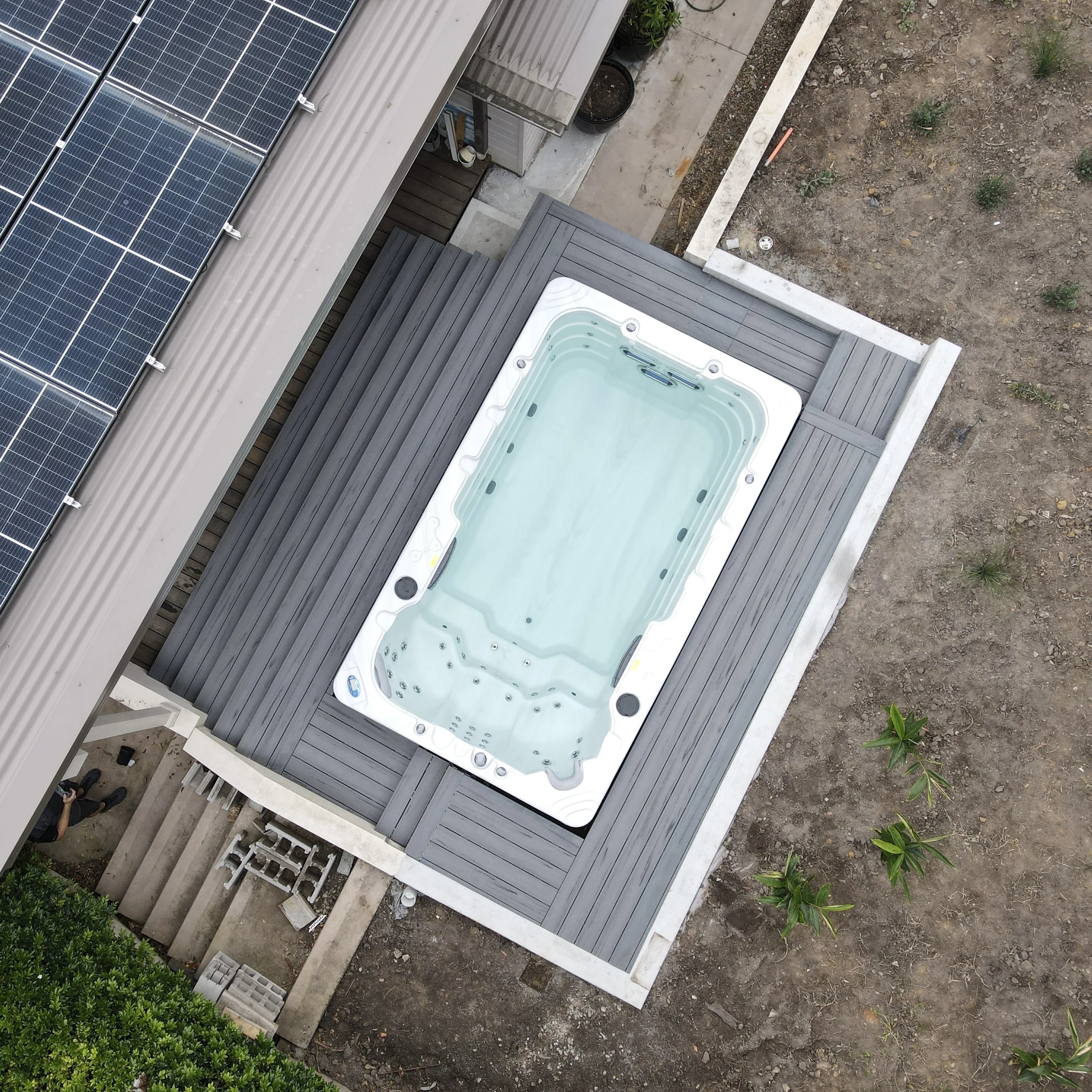 Swim Spa with Moodwood decking designed by Platinum Decks 