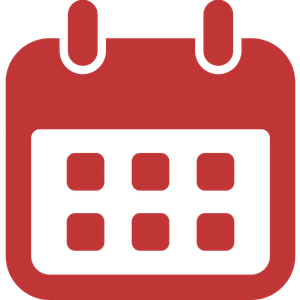 A red calendar icon with six squares representing dates.