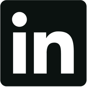 LinkedIn logo with white 'in' on a dark background.