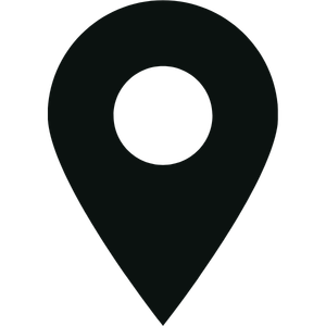 Map location icon with a black background and a gray map pin symbol