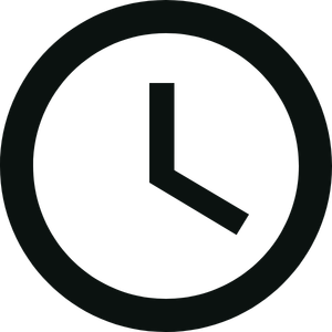A black clock icon.