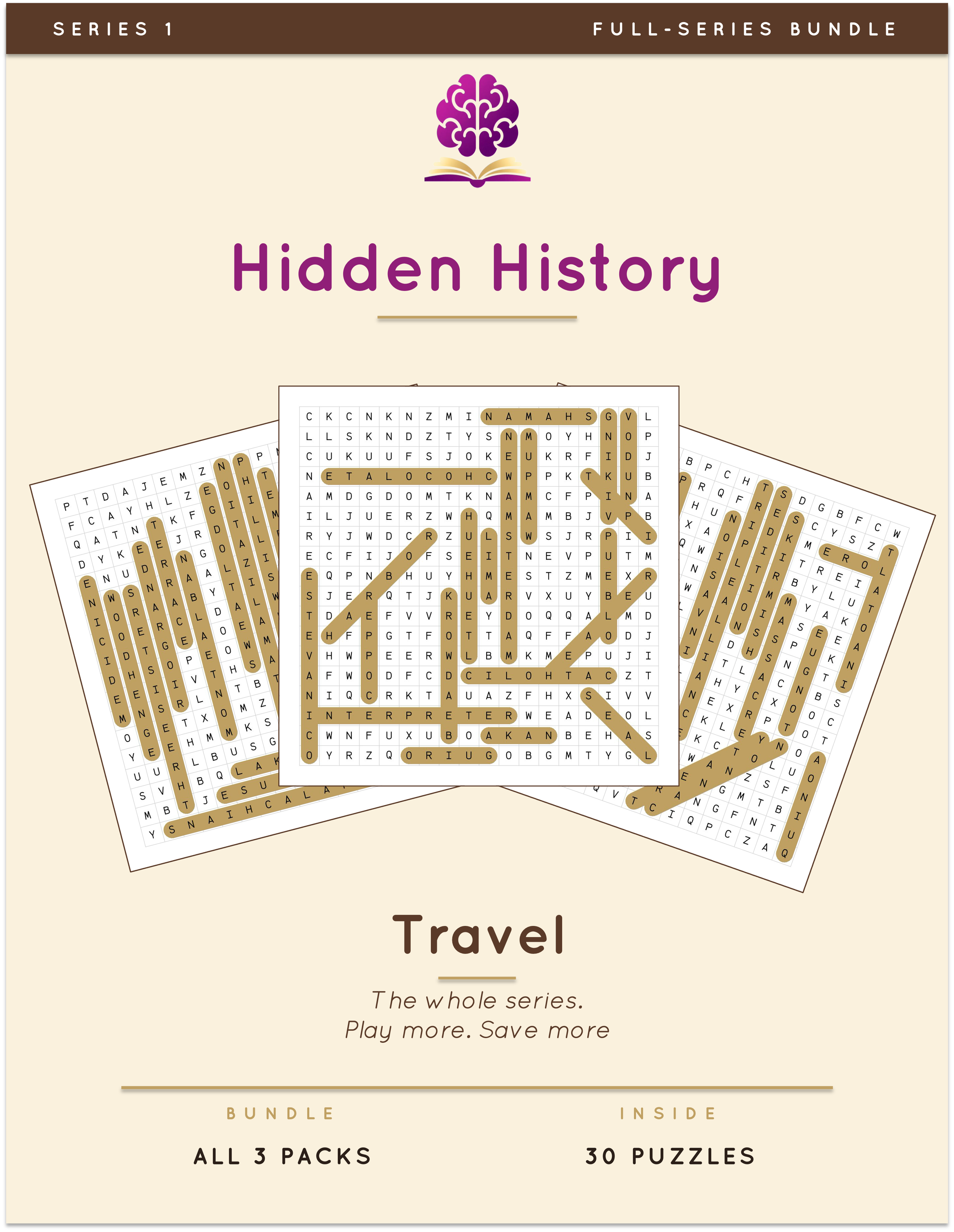 Travel word search puzzle booklet