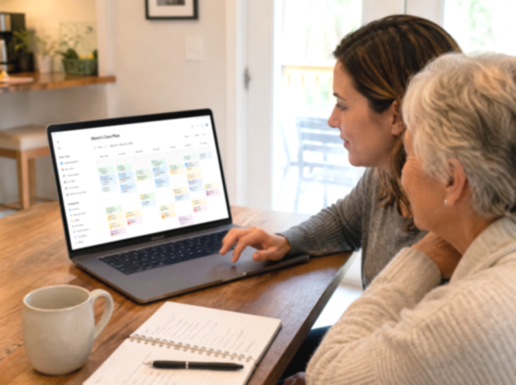 A health advisor reviewing a care plan with a client