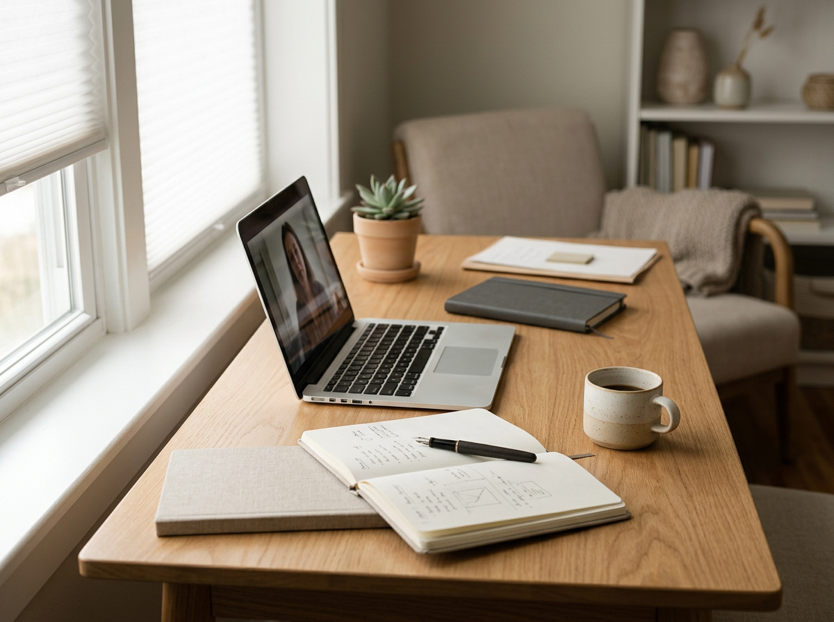 Home office space for virtual coaching