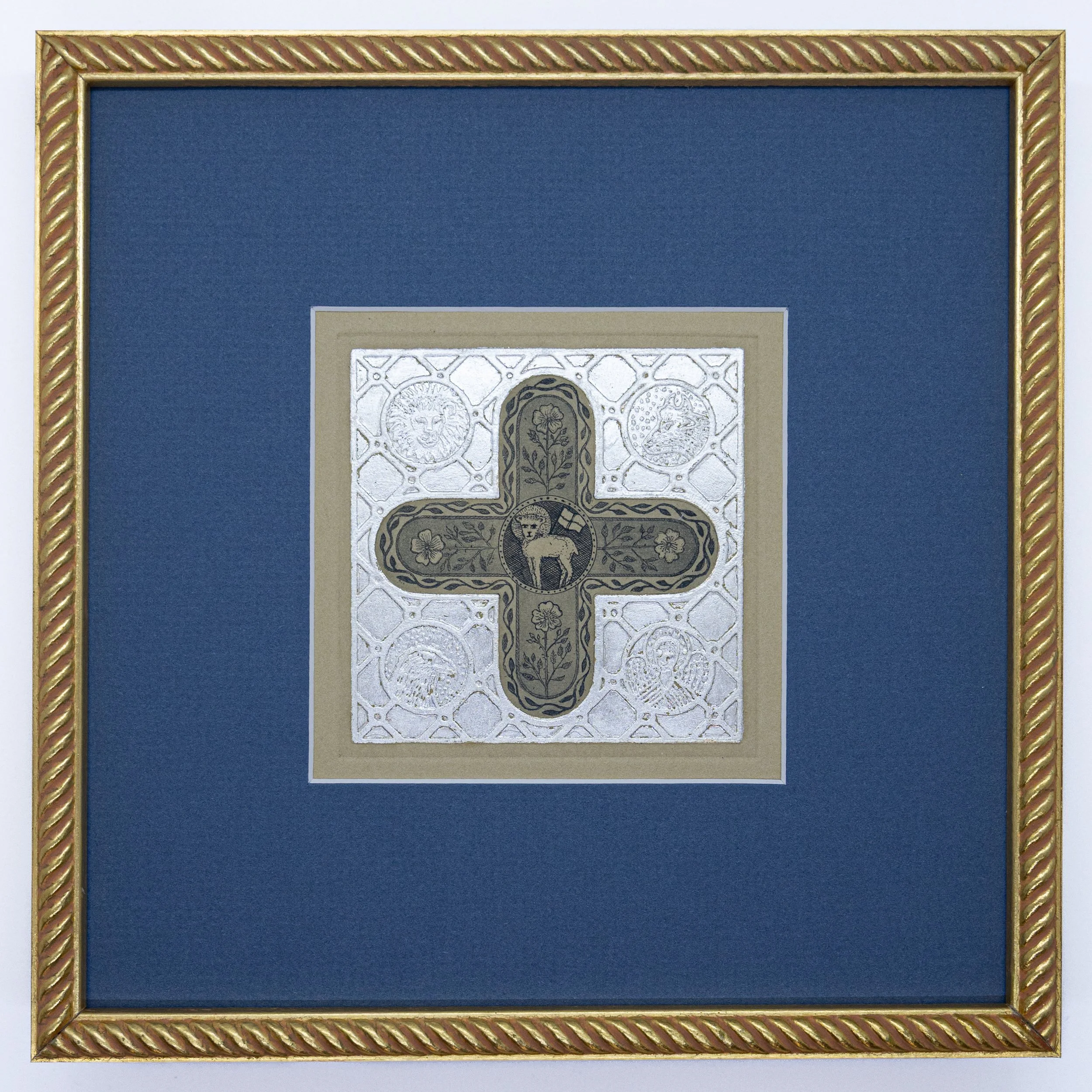 Grafika srebro płatkowe, 21,5 x 21,5 cm, oprawiona, cena 799PLN [S1132]