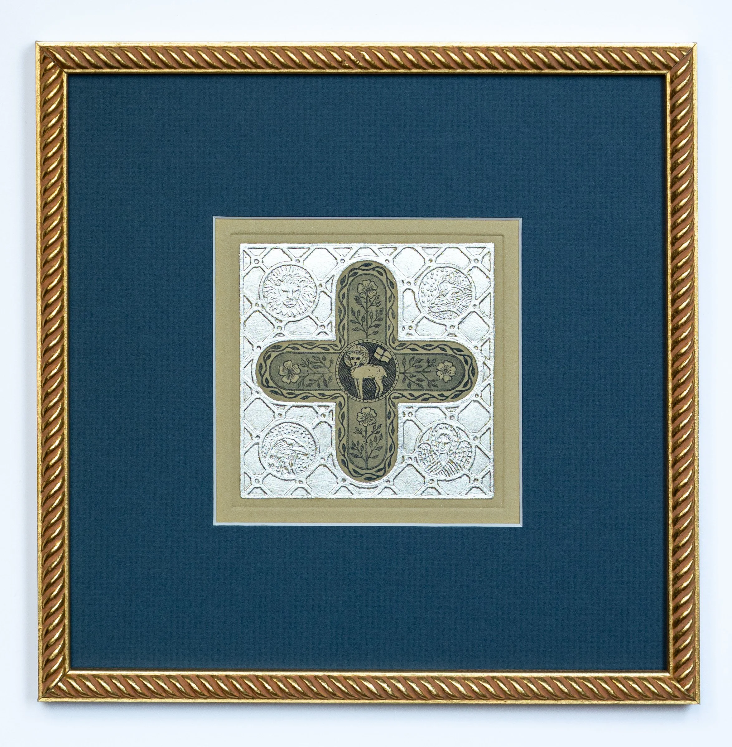 Grafika srebro płatkowe, 21,5 x 21,5 cm, oprawiona, cena 799PLN [S1132]