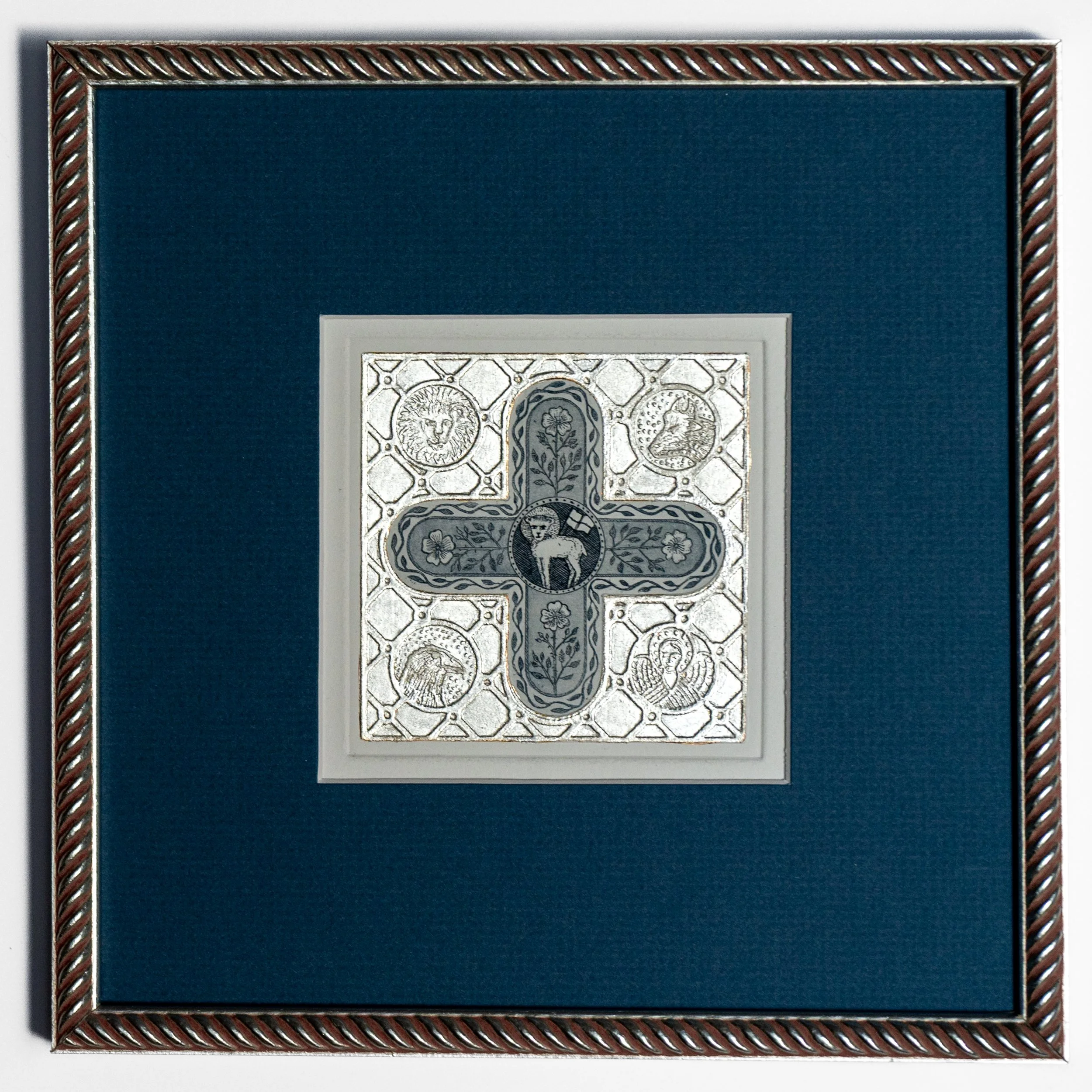 Grafika srebro płatkowe, 21,5 x 21,5 cm, oprawiona, cena 799PLN [S0151]