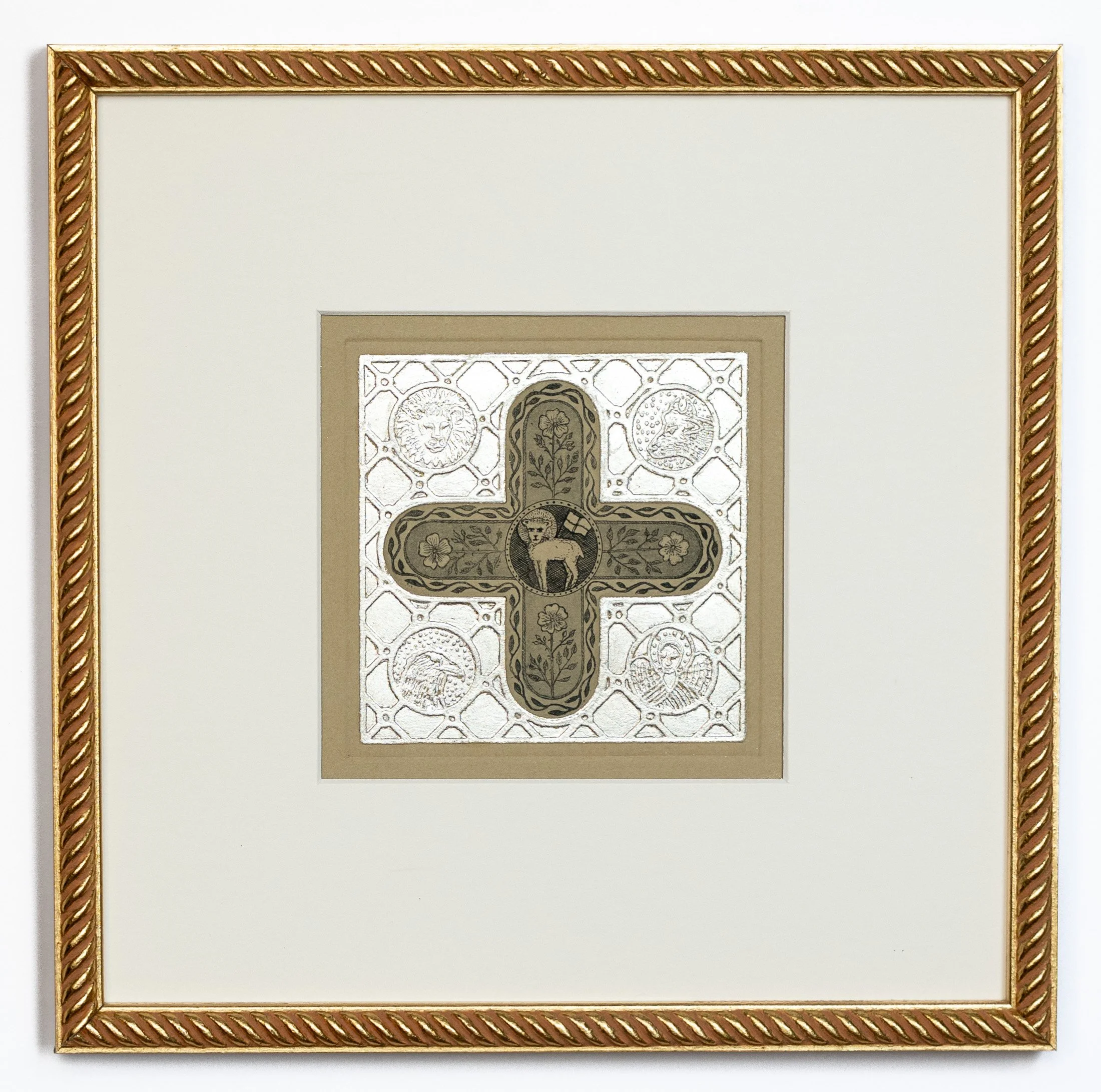 Grafika srebro płatkowe, 21,5 x 21,5 cm, oprawiona, cena 799PLN [S1112]

