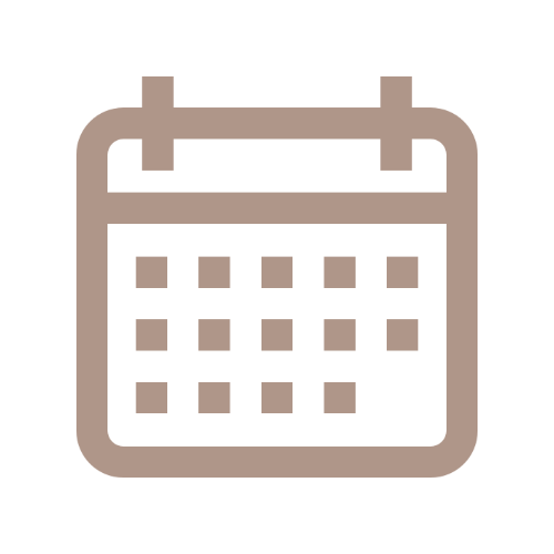 Yogavee, Kalender-Icon in Braun auf schwarzem Hintergrund