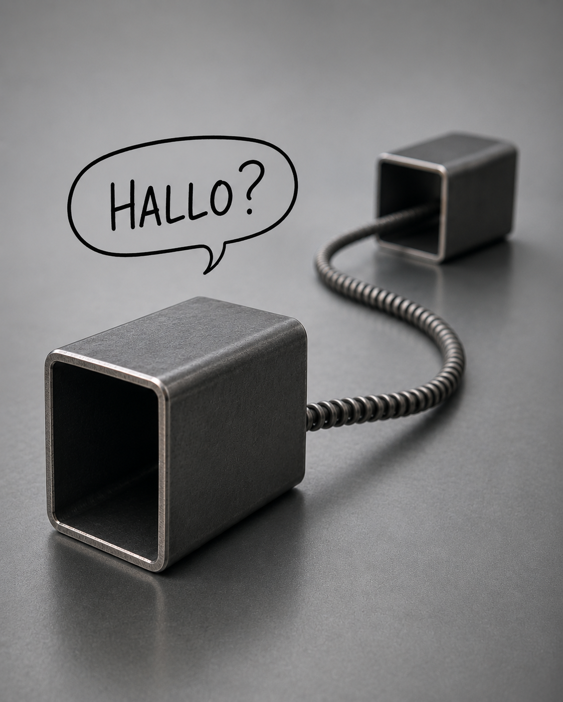 Een afbeelding van een videospraakbel, een moderne headset met kabel, en een gesproken tekstballon met de woorden 'HALLO?'.
