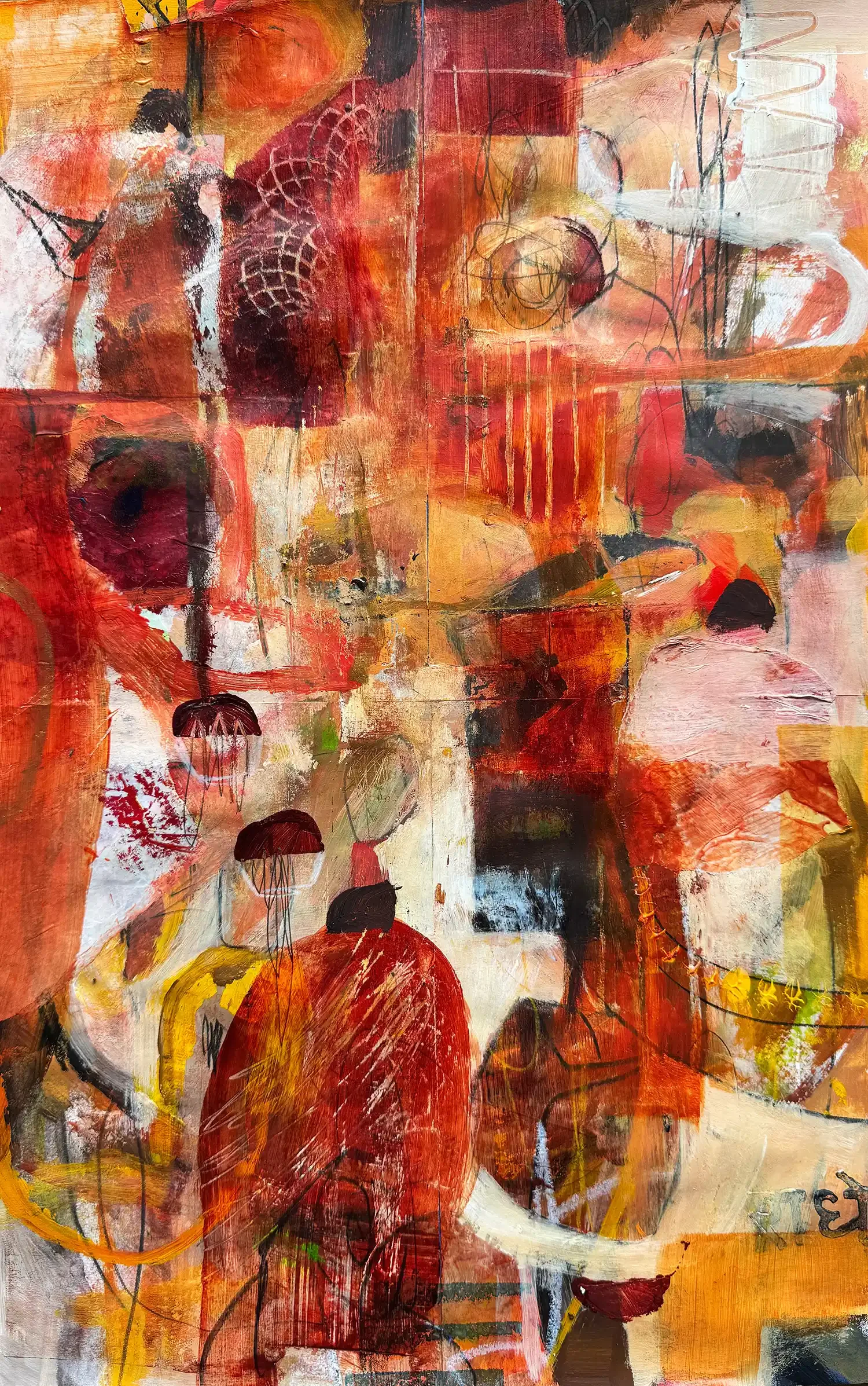 INNER WISDOM · 36 × 41 cm · mixed media on paper mounted on wood panel · 2025