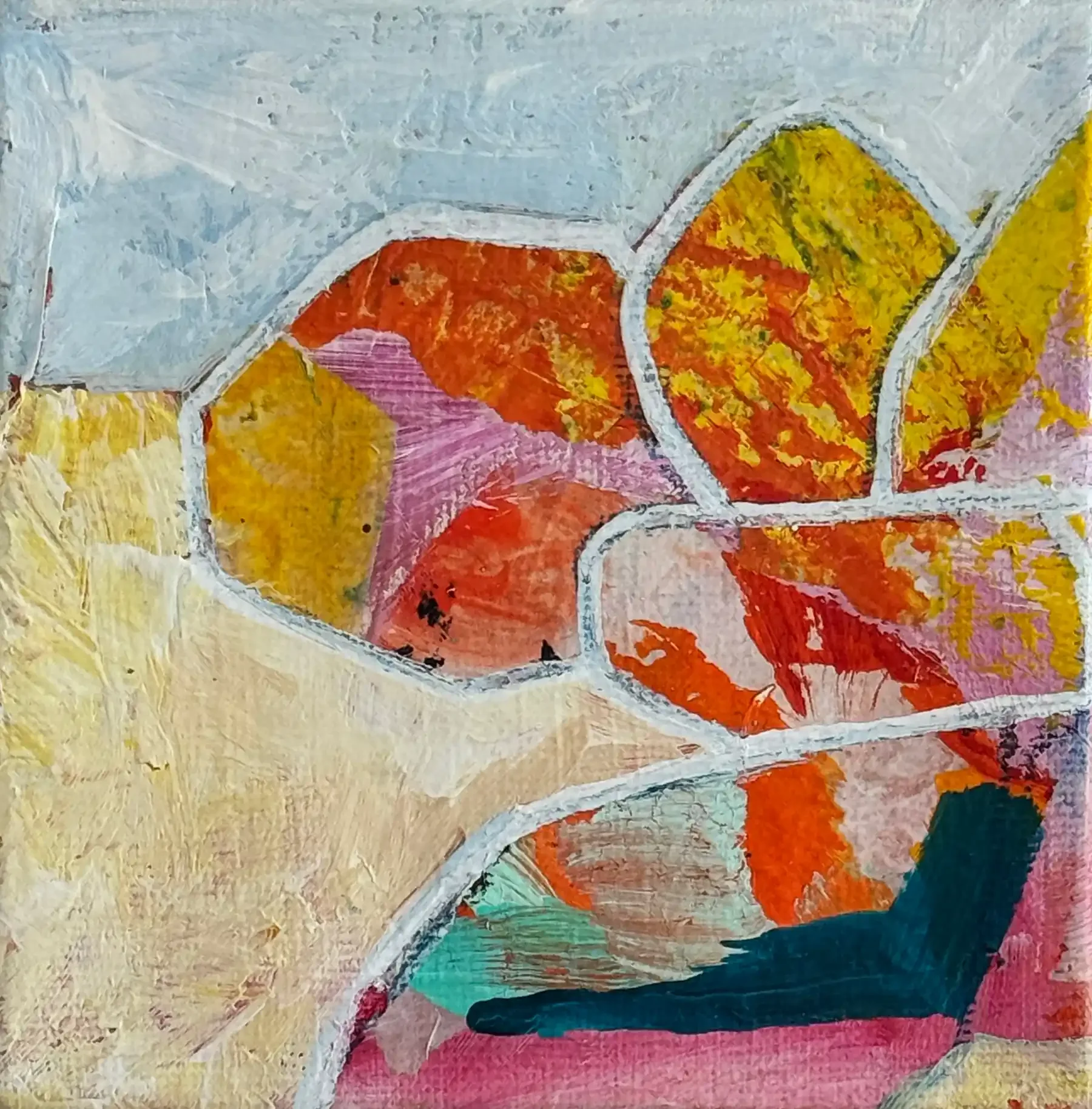 PINK ROCKS · 10 × 10 cm · mixed media on canvas · 2024 · SOLD