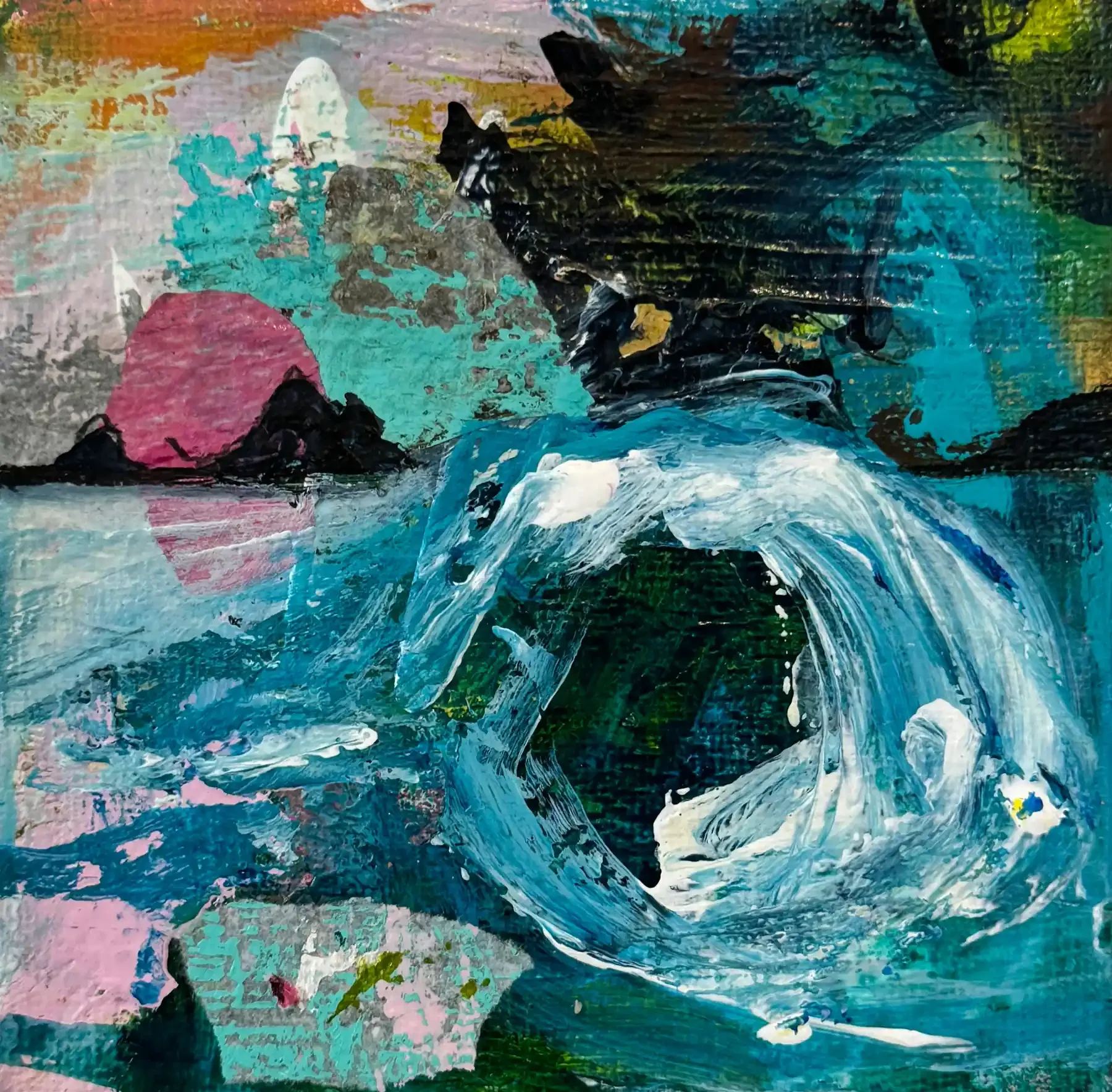 MINI BARREL · 10 × 10 cm · mixed media on canvas · 2024 · SOLD