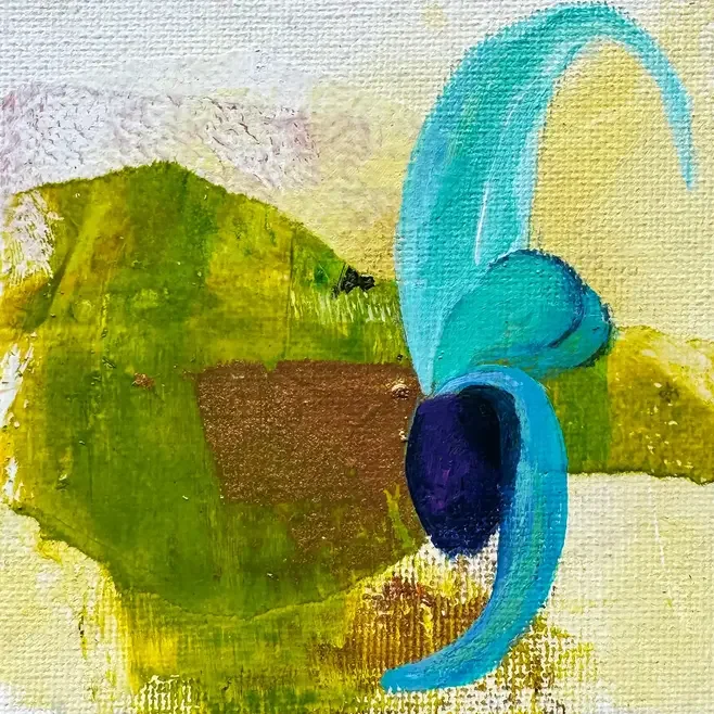 JADE VINE V · 10 × 10 cm · mixed media on canvas panel · 2025