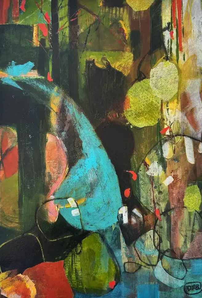 JACK FRUIT · 28 × 42 cm · mixed media on paper · mounted on wood panel · 2025