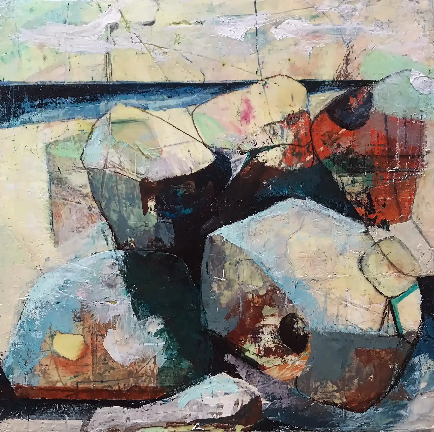 MIDDAY · 30 × 30 cm · mixed media on board · 2023 · Sold
