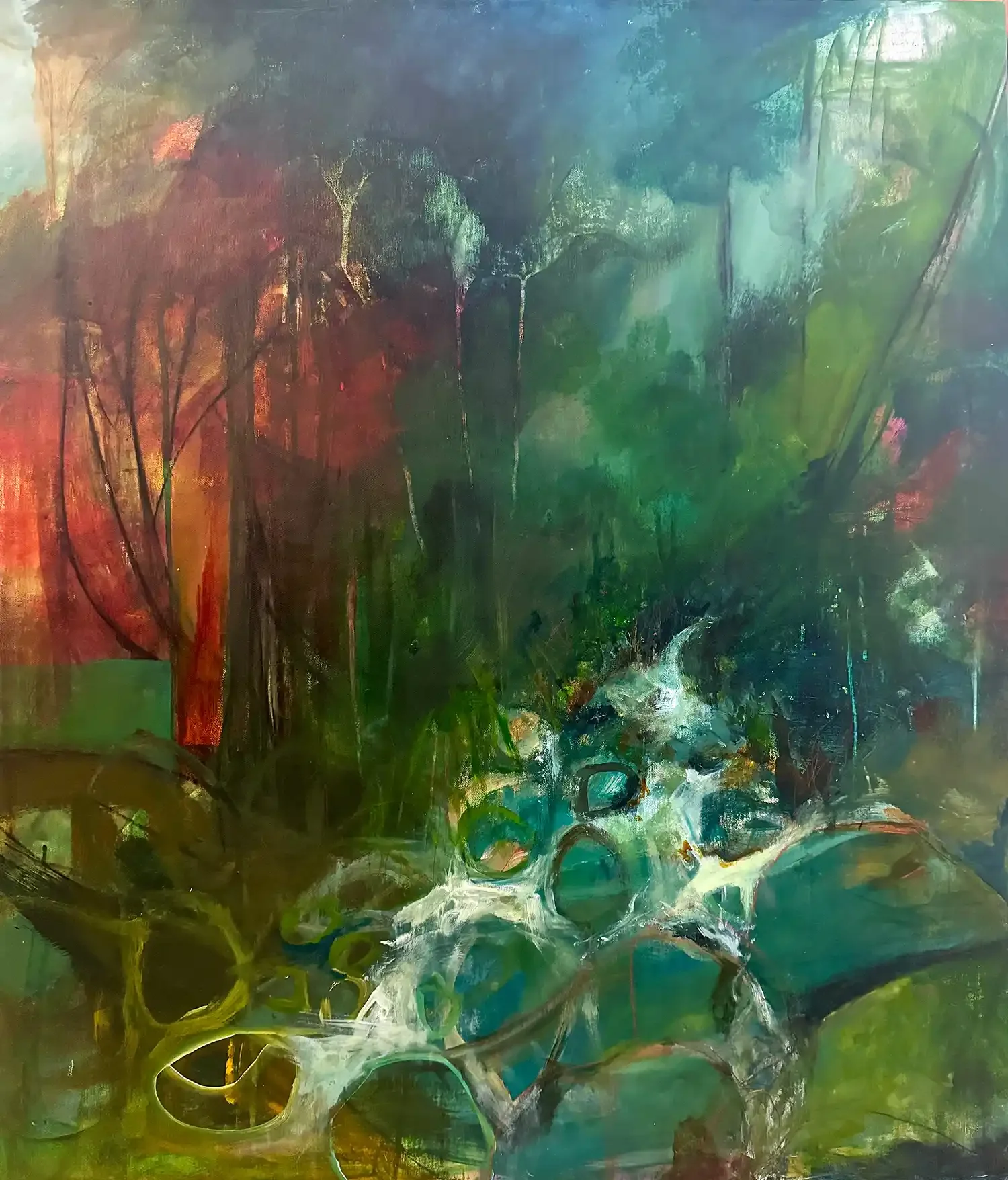 JUNGLE MAGIC · 86 × 101 cm · mixed media on canvas · 2025