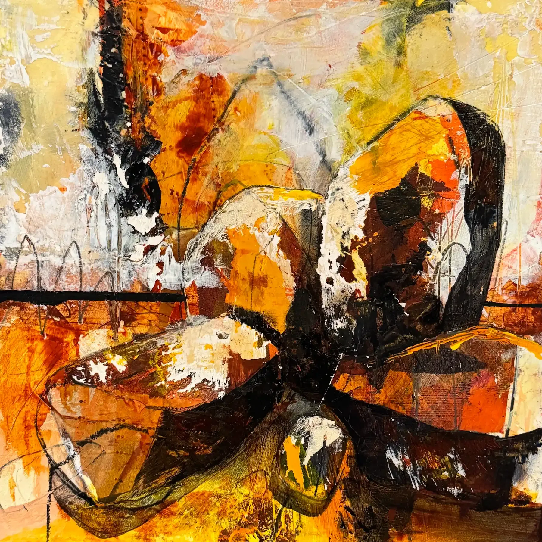 
DAY BREAK · 30 × 30 cm · mixed media on board · 2024