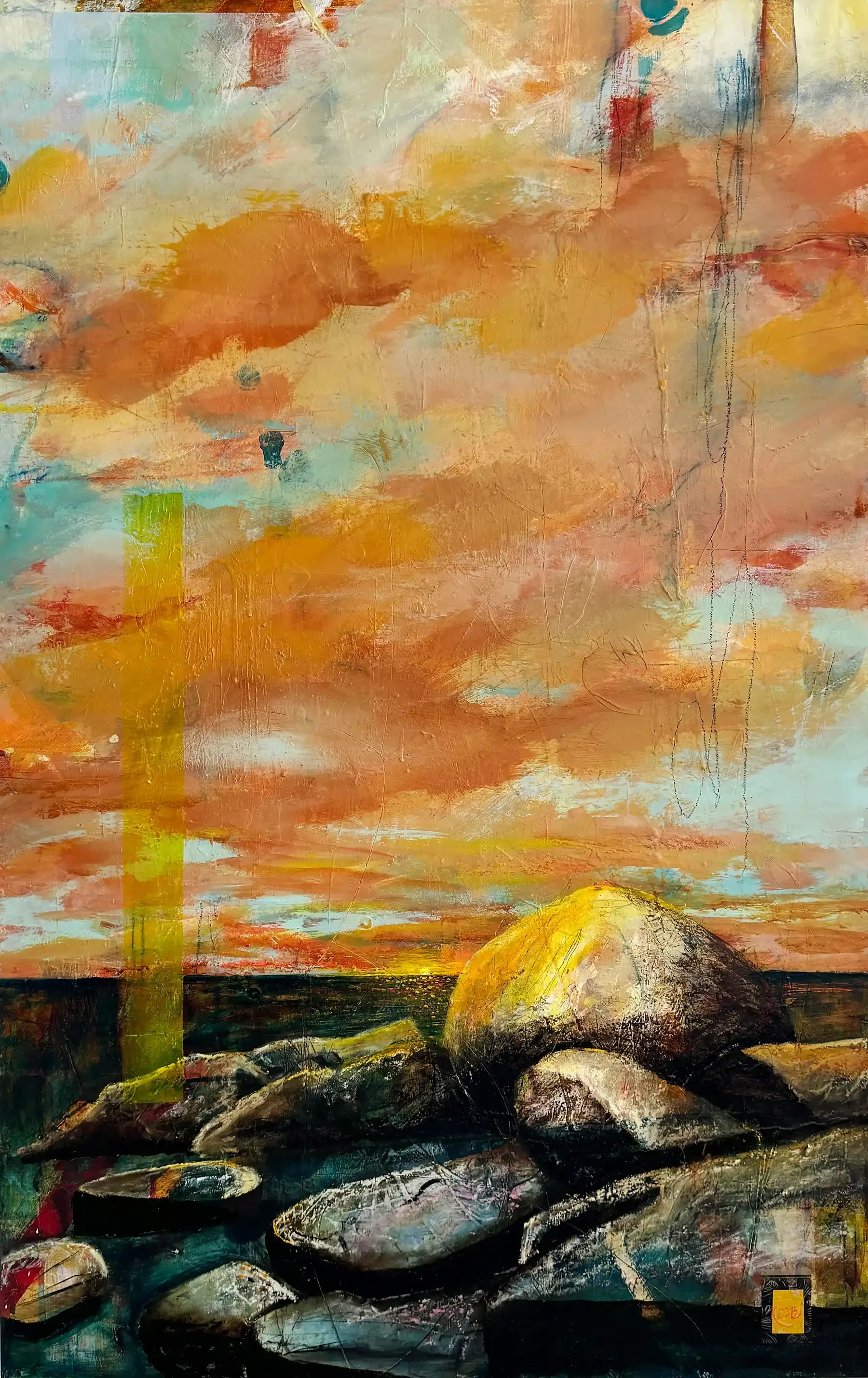 JUST ANOTHER SUNRISE · 70 × 110 cm · mixed media on canvas · 2024