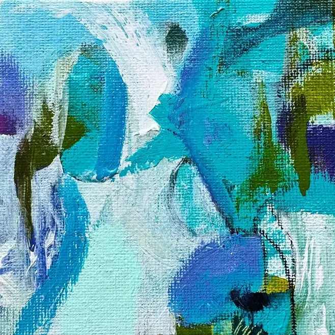 JADE VINE IV · 10 × 10 cm · mixed media on canvas panel · 2025