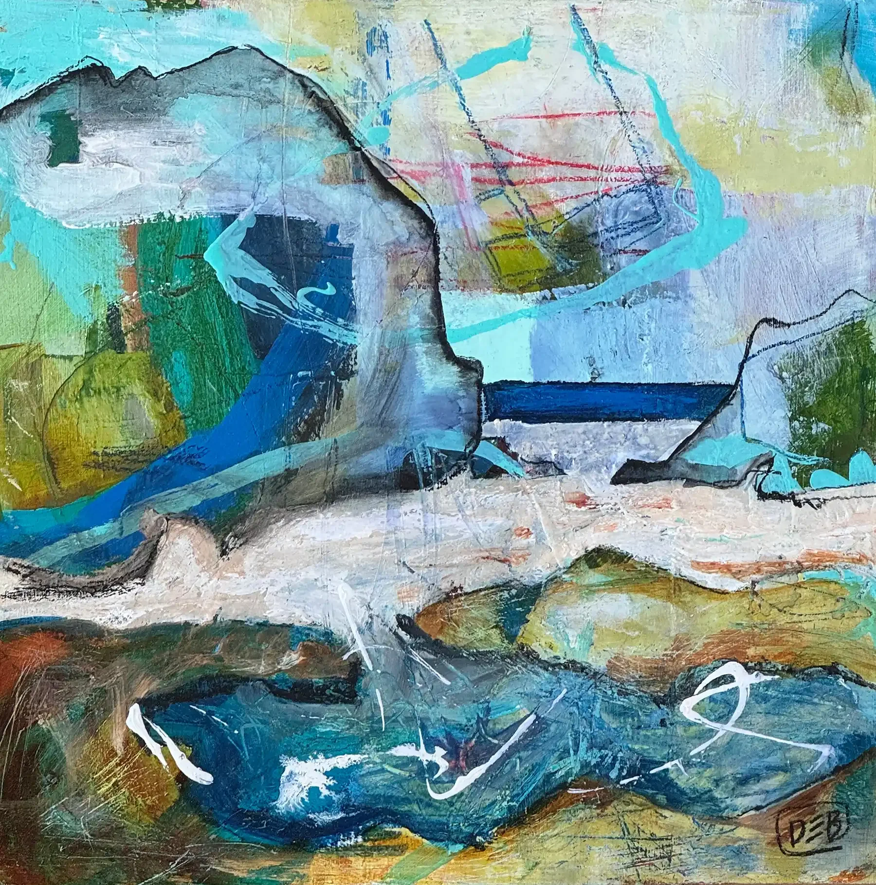 HAPPY DAYS · 30 × 30 cm · mixed media on board · 2024 · SOLD