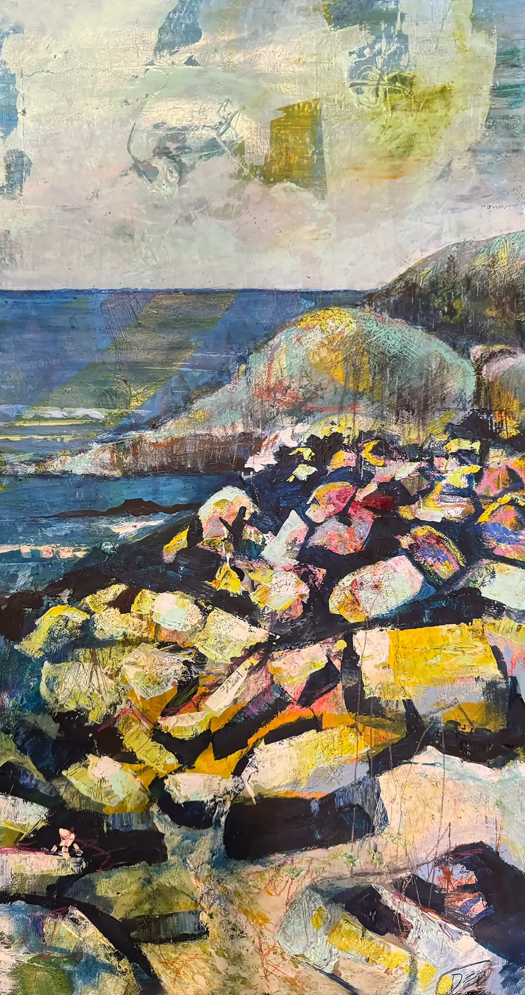 CRESCENT HEADS · mixed media on board · 2023 · Sold