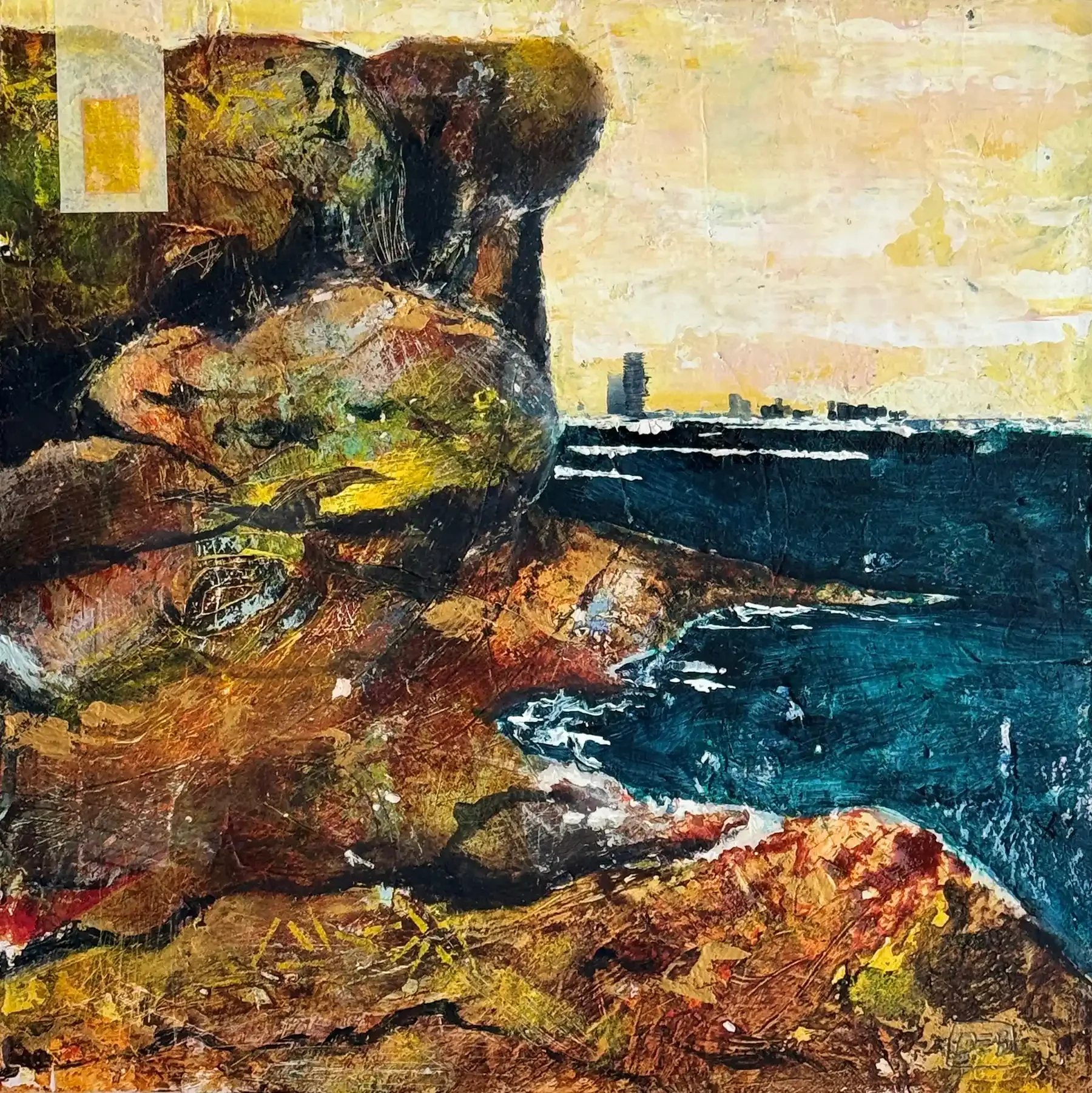 PRINCESS PALMS · 30 × 30 cm · mixed media on board · 2024