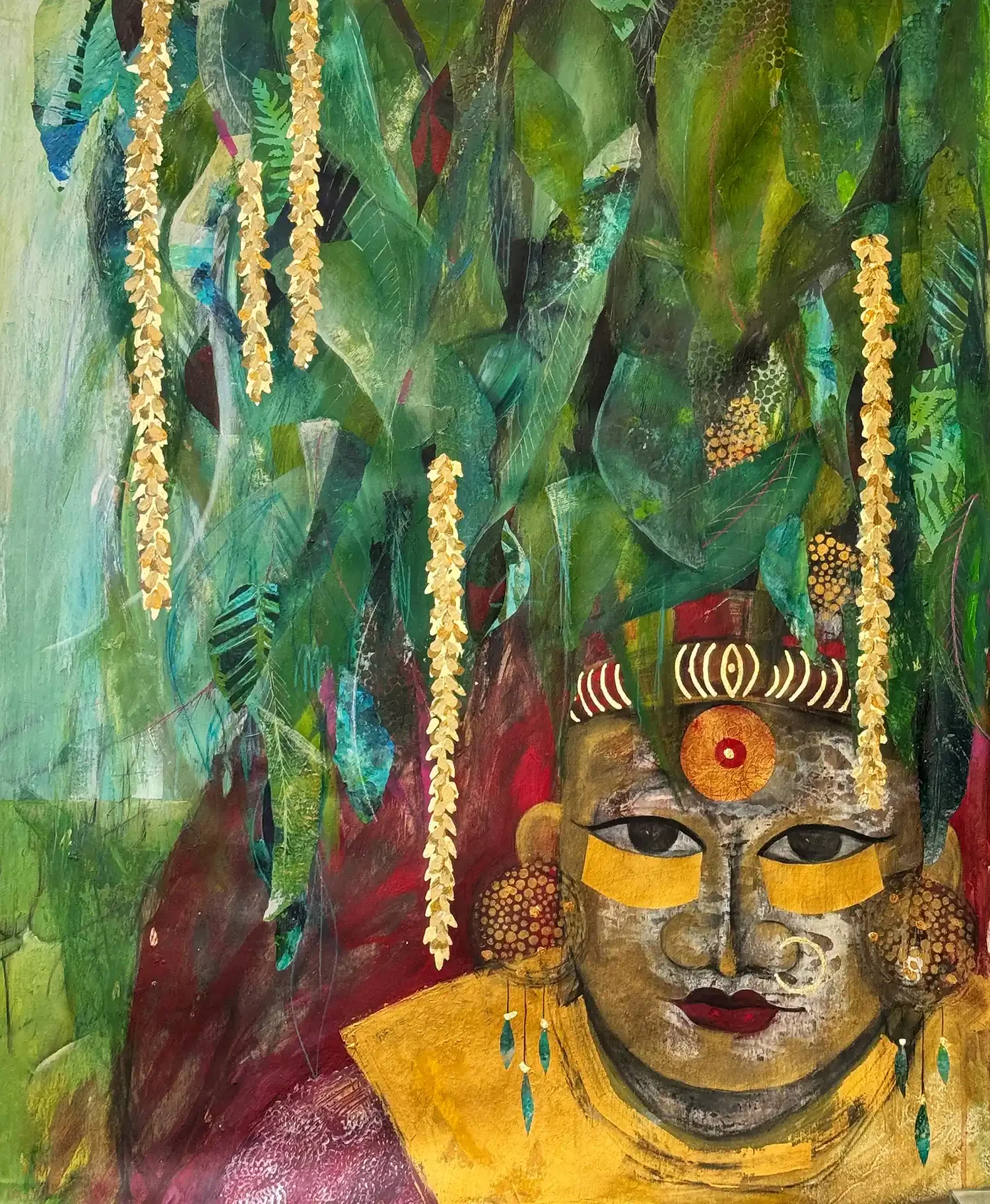 AMMAN JUNGLE GODDESS · 90 × 110 cm · mixed media on canvas · 2025