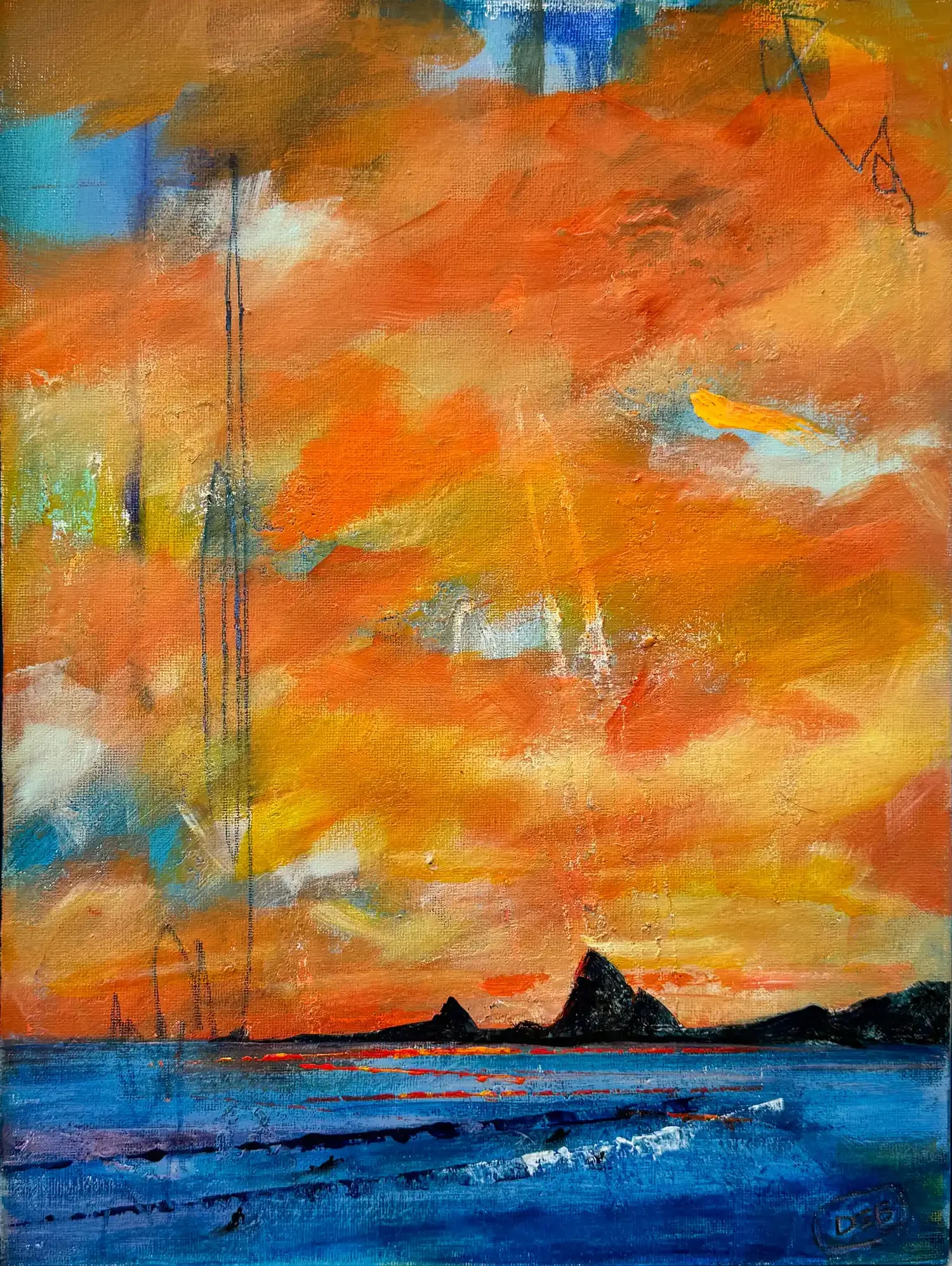 EARLY MORNING SURF · 40 × 30 cm · mixed media on board · 2024 · SOLD