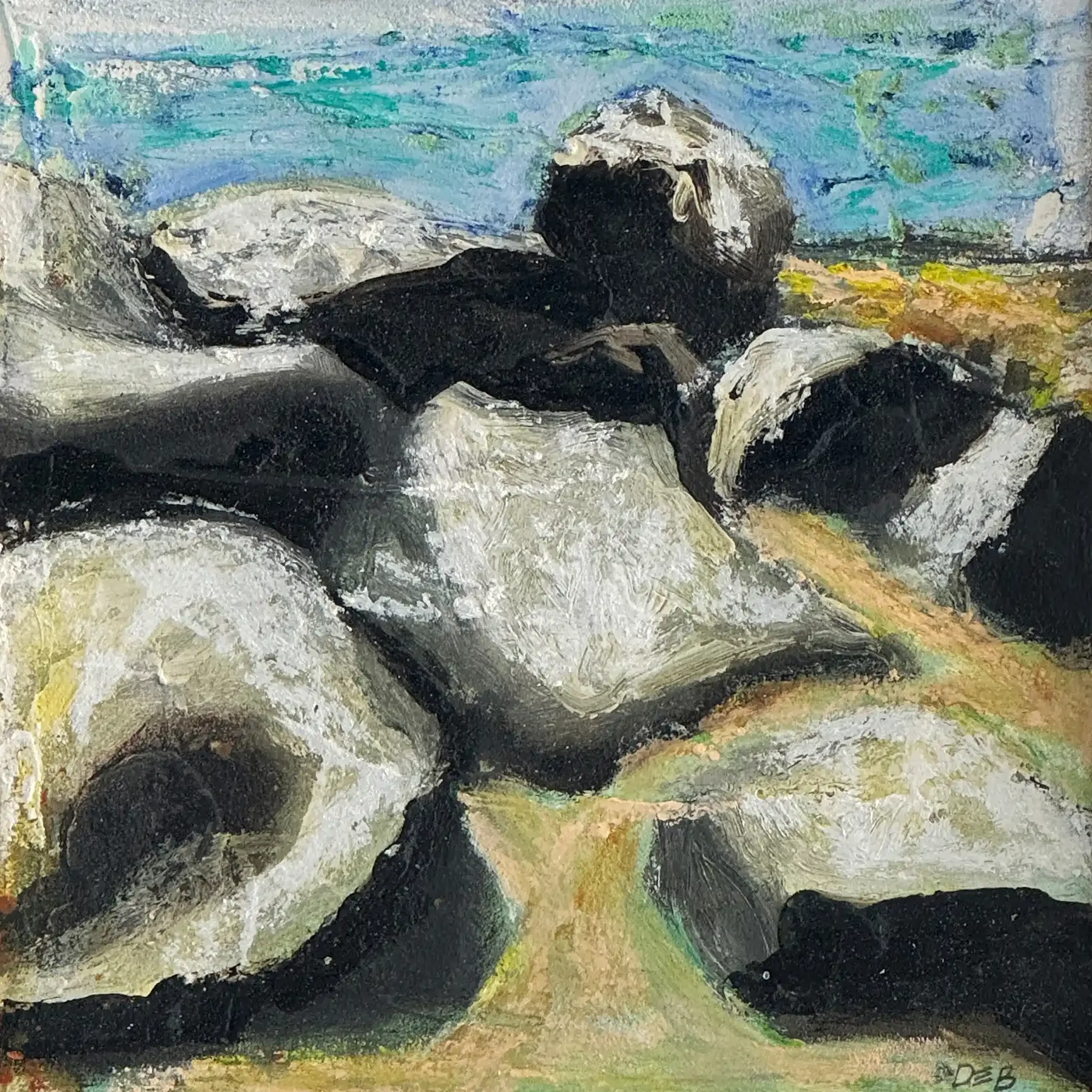 GROUNDED · 20 × 20 cm · mixed media on canvas · 2024