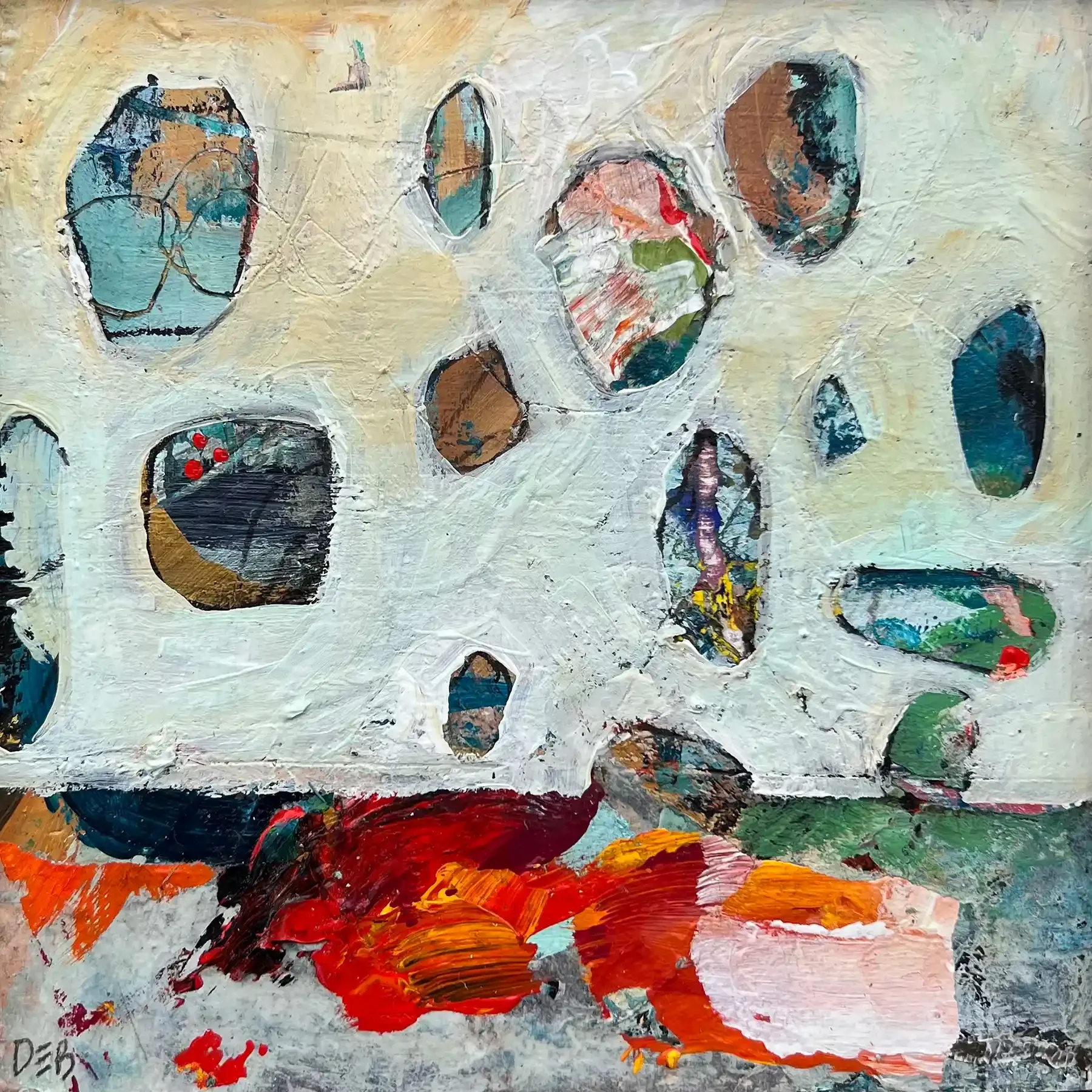 FLOATING ROCKS · 15 × 15 cm · mixed media on board · 2023 · Sold