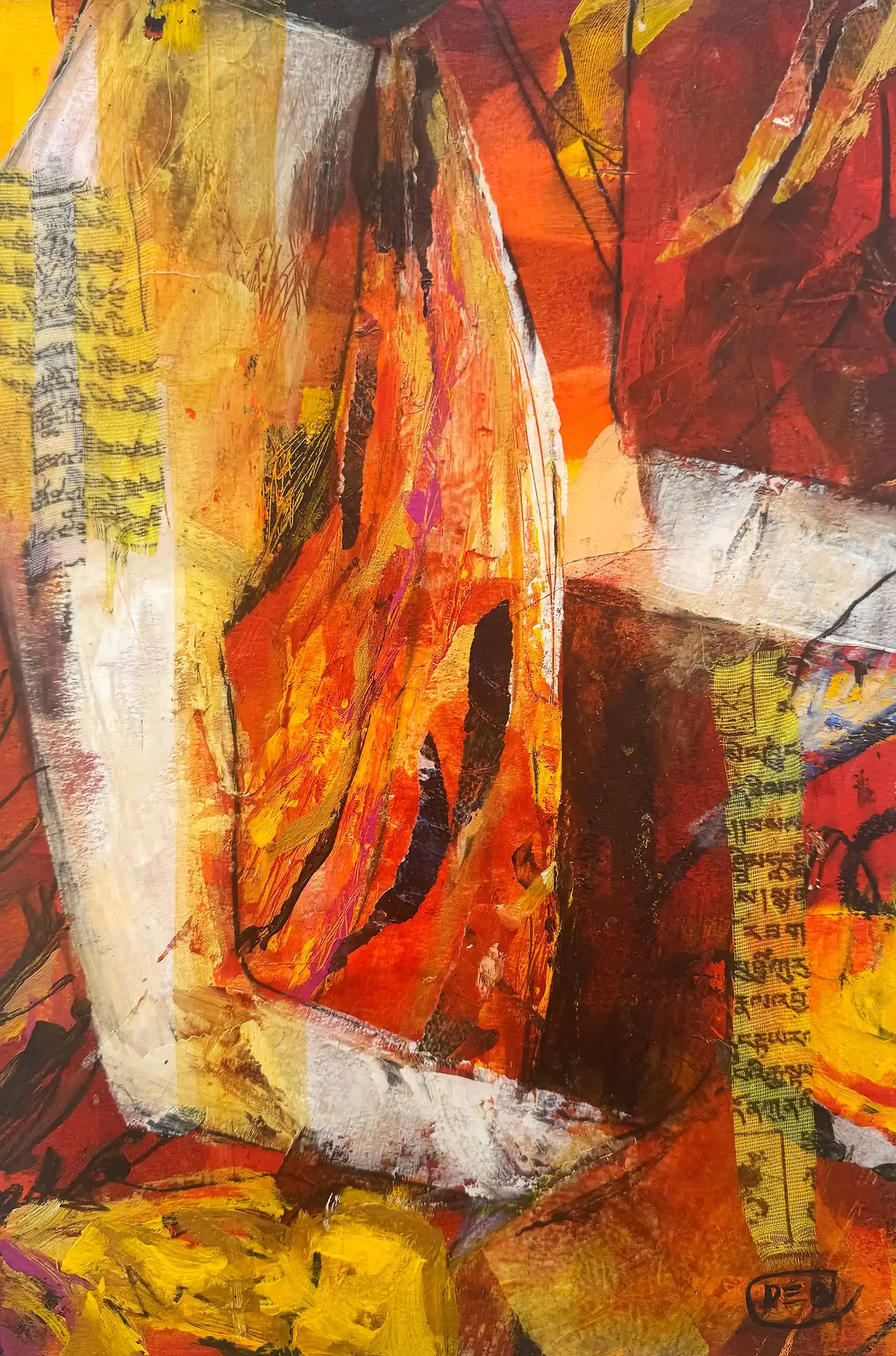 QUIET CONTEMPLATION · 24 x 36 cm · mixed media on paper mounted on wood panel · 2025