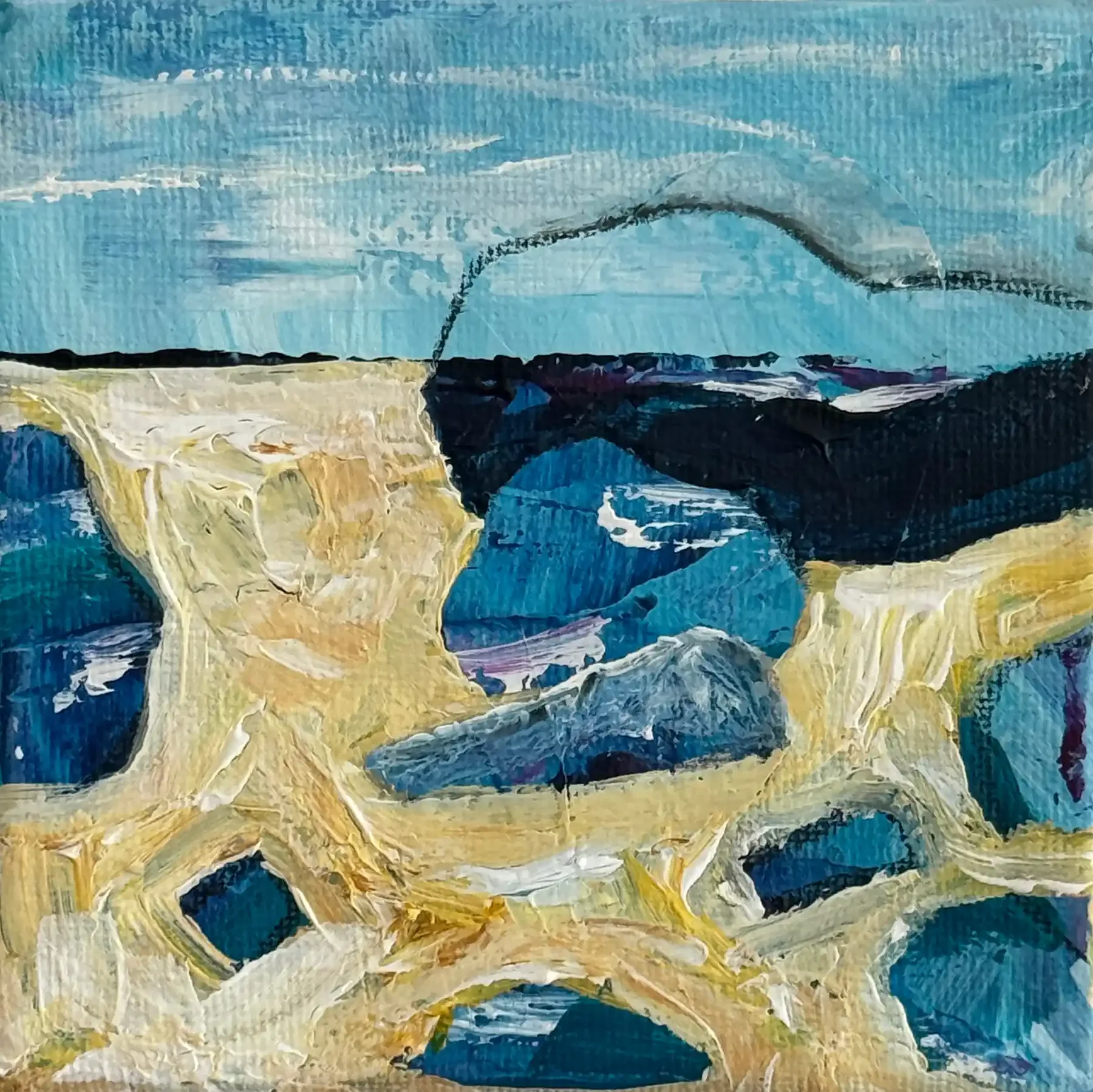 THE BEACH · 10 × 10 cm · mixed media on canvas · 2024 · SOLD