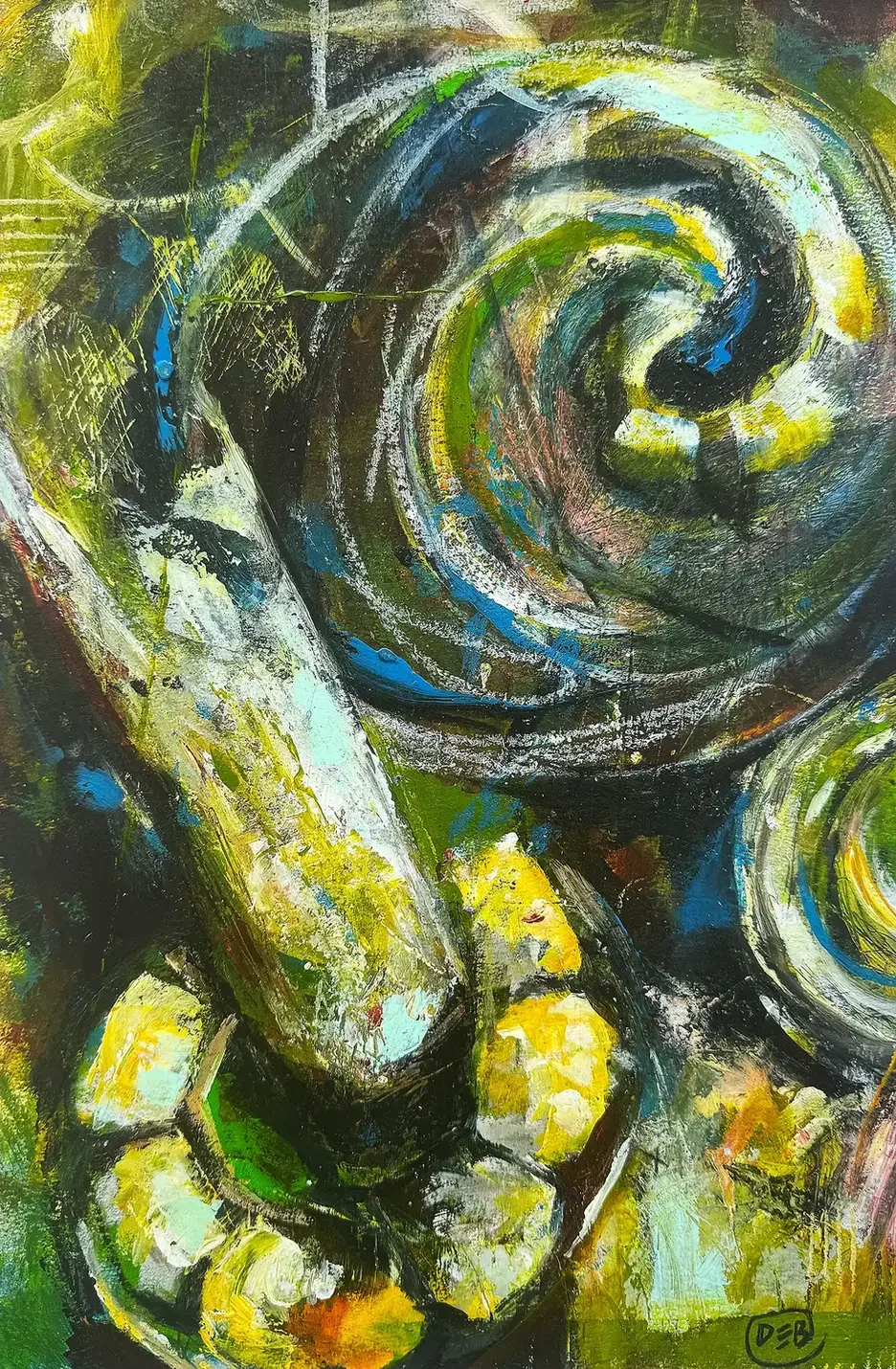 SACRED GUARDIAN · 24 × 36 cm · mixed media on paper mounted on board · 2025