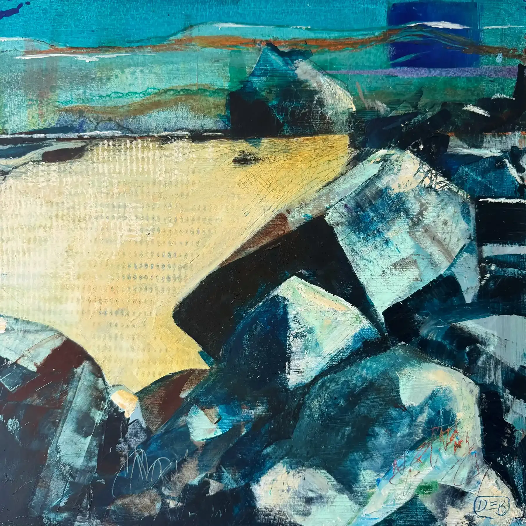 TEMPLE OF THE OCEAN · 20 × 20 cm · mixed media on board · 2023 · Sold