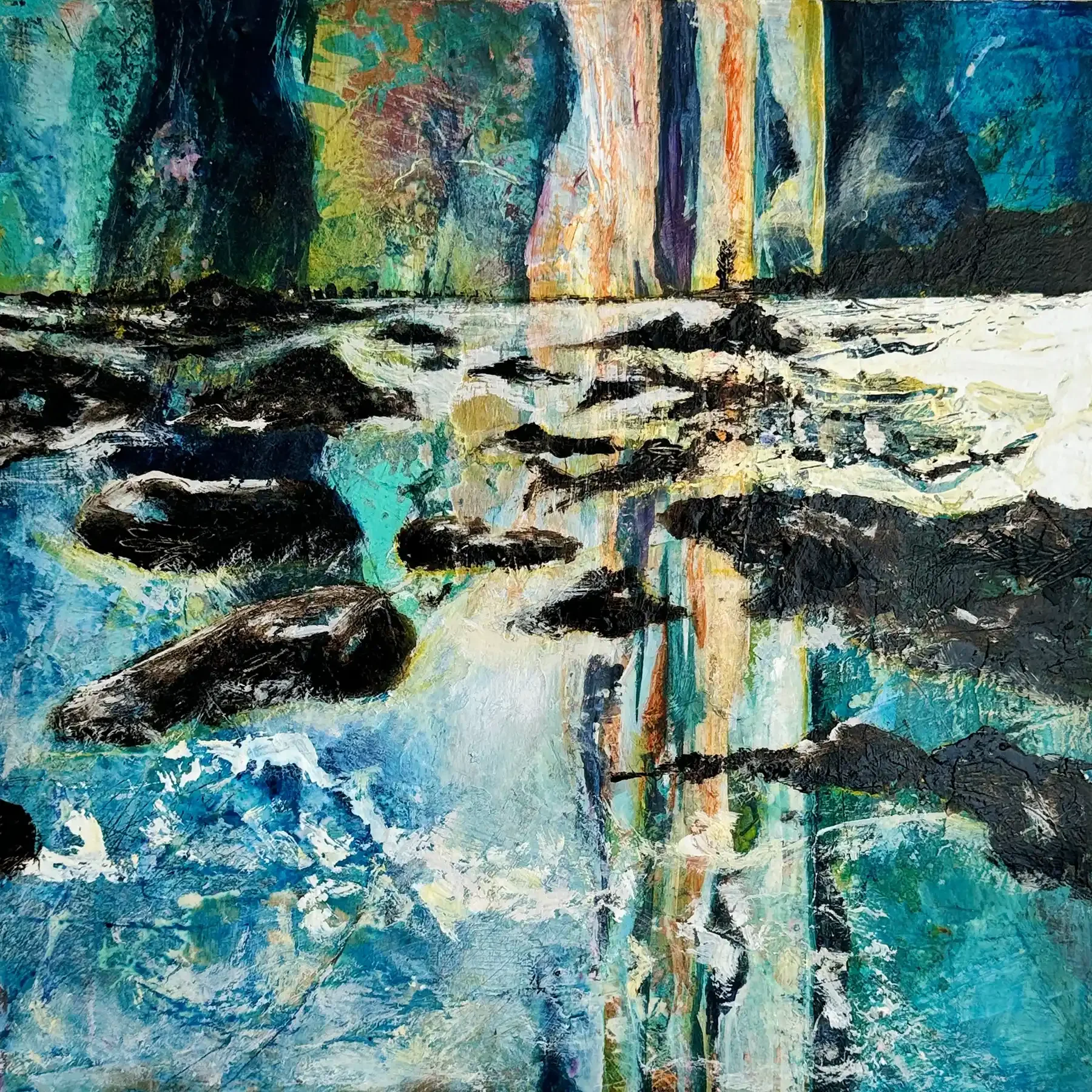 REFLECTIONS · 34 × 34 cm · mixed media on board · 2024 · SOLD