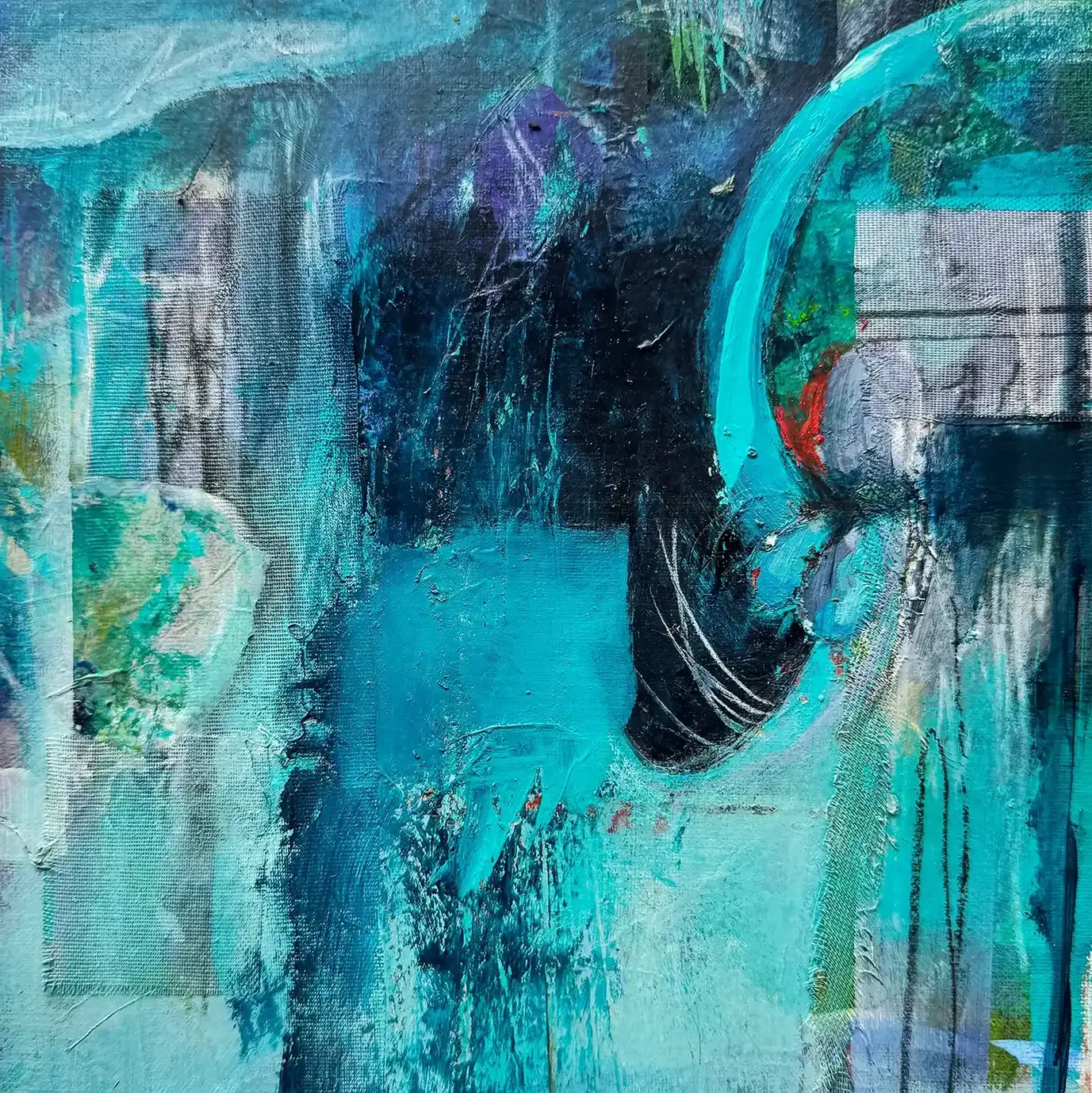 EMERALD BLOOM · 19 × 19 cm · mixed media on paper · 2025