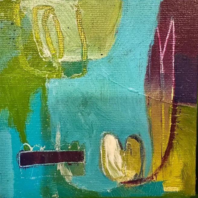 JADE VINE VII · 10 × 10 cm · mixed media on canvas panel · 2025