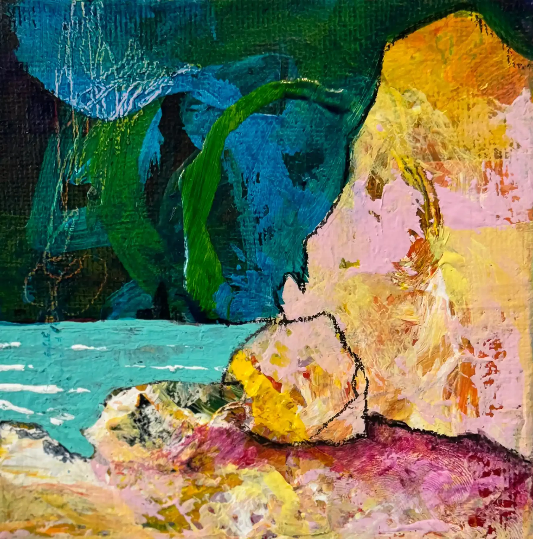 MINI SEASCAPE · 10 × 10 cm · mixed media on canvas · 2024 · SOLD