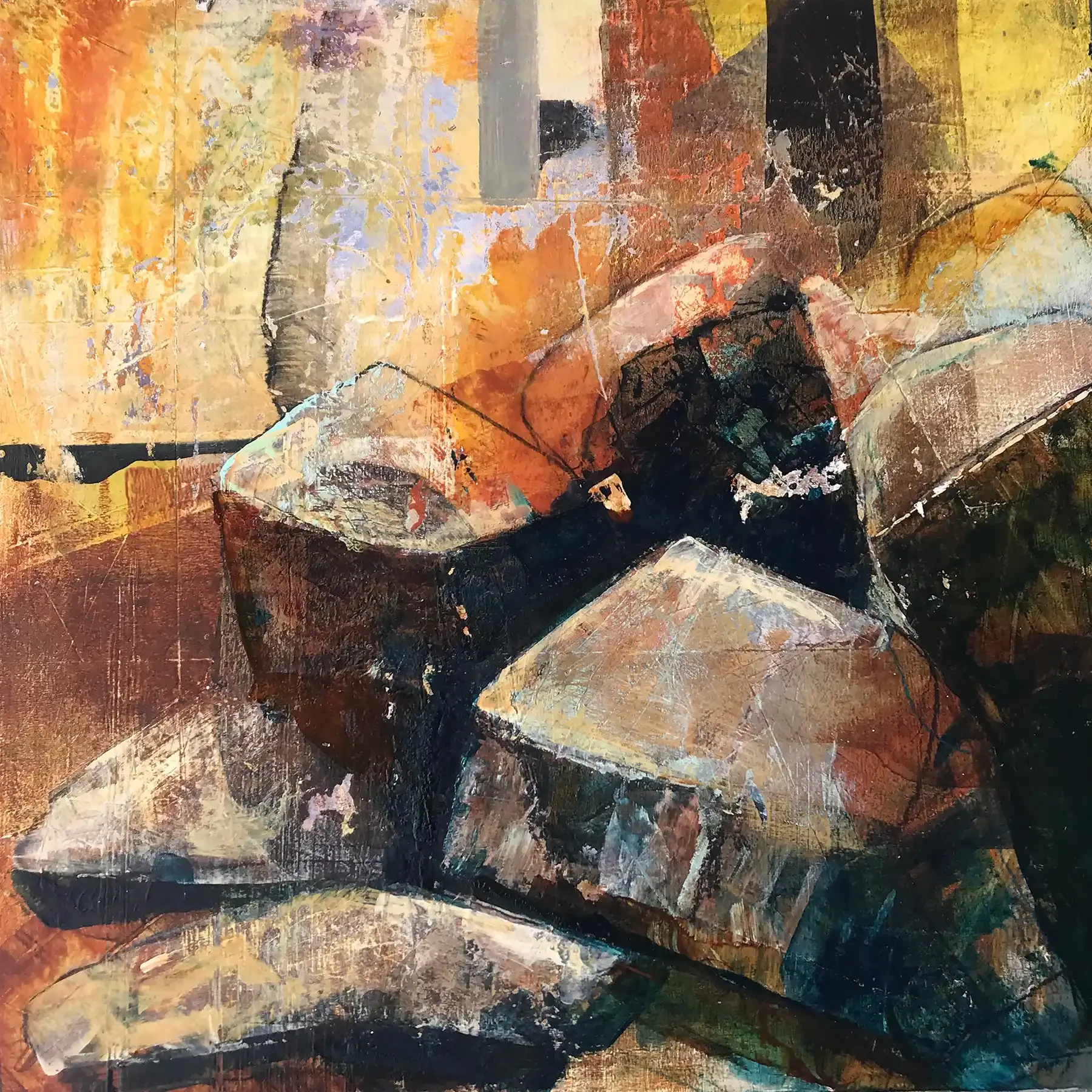 SUNRISE · 30 × 30 cm · mixed media on board · 2023 · Sold