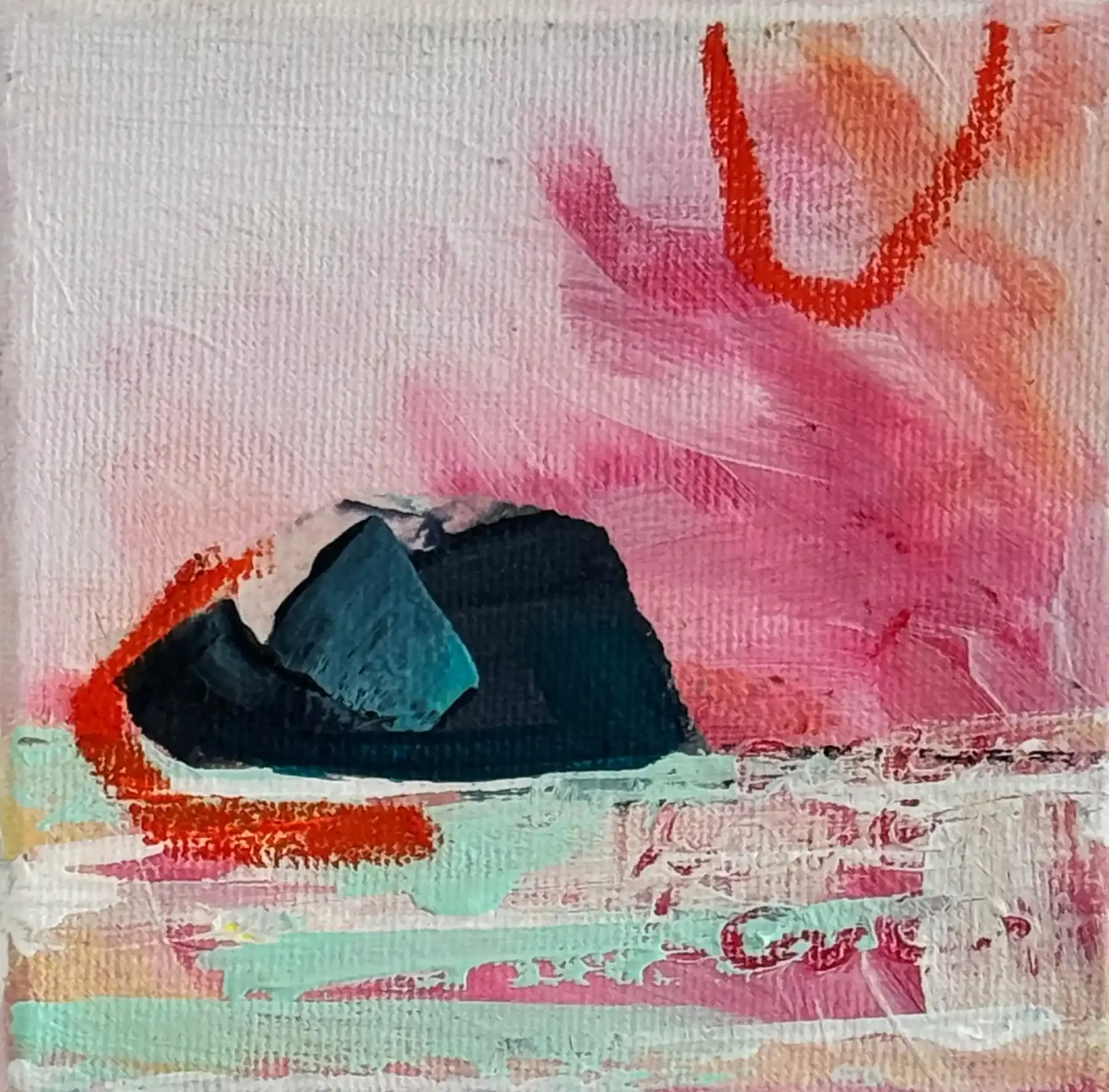 PINK SKIES · 10 × 10 cm · mixed media on canvas · 2024 · SOLD