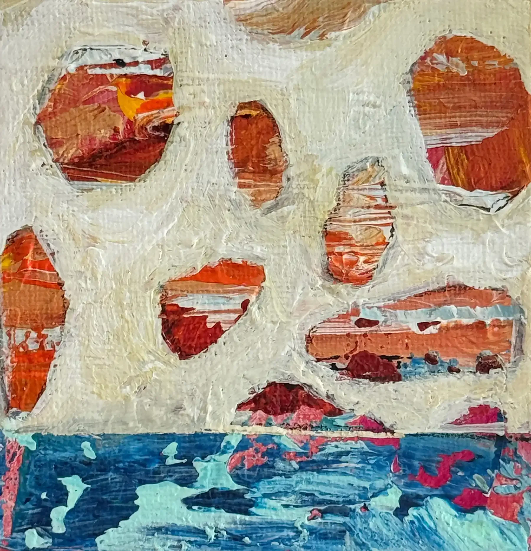 MINI FLOATING ROCKS · 10 × 10 cm · mixed media on canvas · 2024 · SOLD