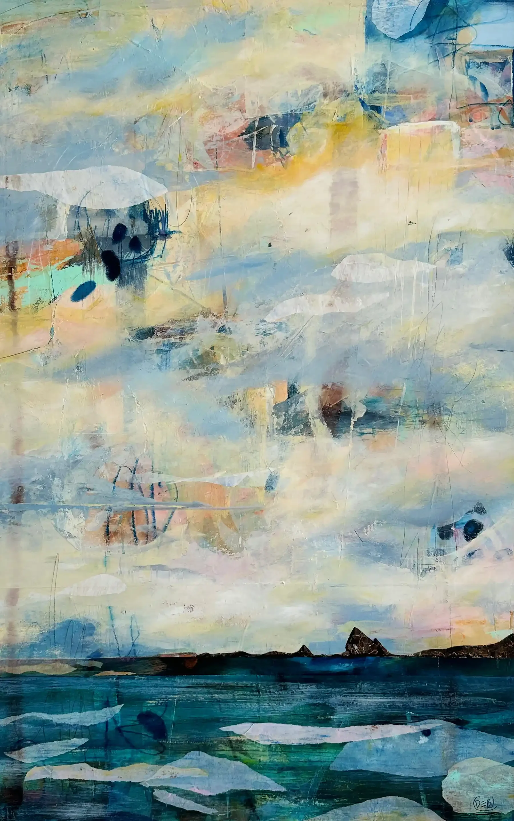 WINTER SKIES OVER THE ALLEY · 72 × 110 cm · mixed media on board · 2024 · SOLD