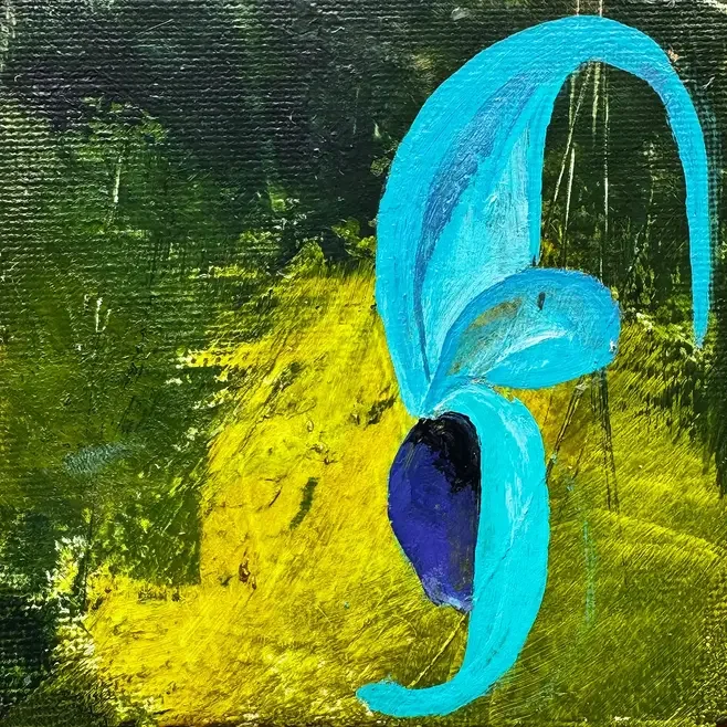 JADE VINE III · 10 × 10 cm · mixed media on canvas panel · 2025