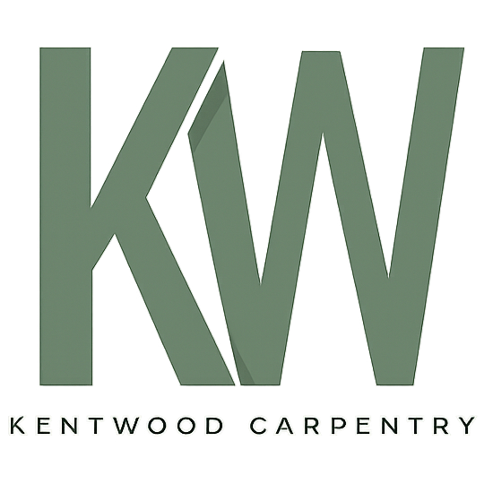 Logo for Kentwood Carpentry with large stylized initials 'KW' and the company name below.