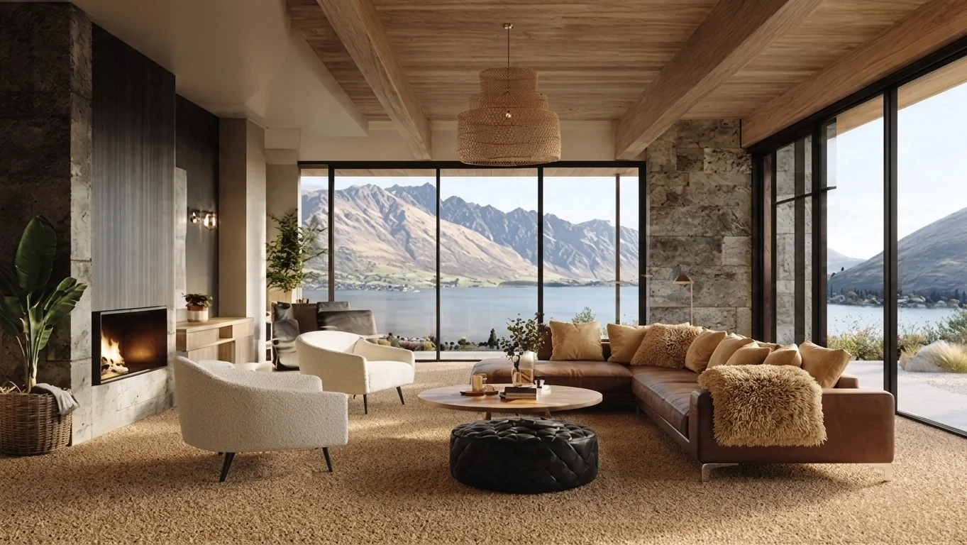 luxury interior with gold wool carpet